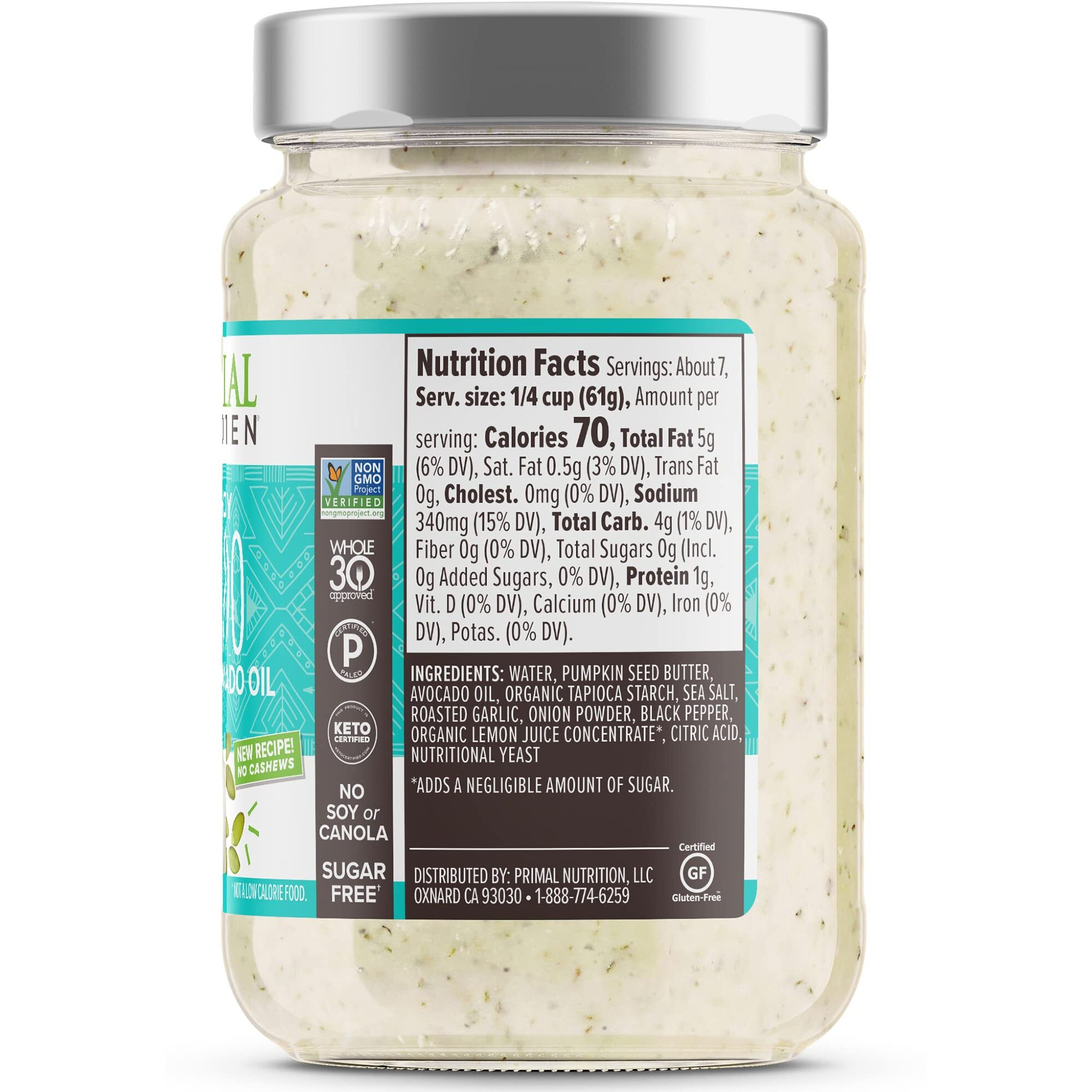 Primal Kitchen No-Dairy Alfredo Pasta Sauce 2-Pack, No Added Sugar, Includes 1 Alfredo Sauce & 1 Garlic Alfredo Sauce