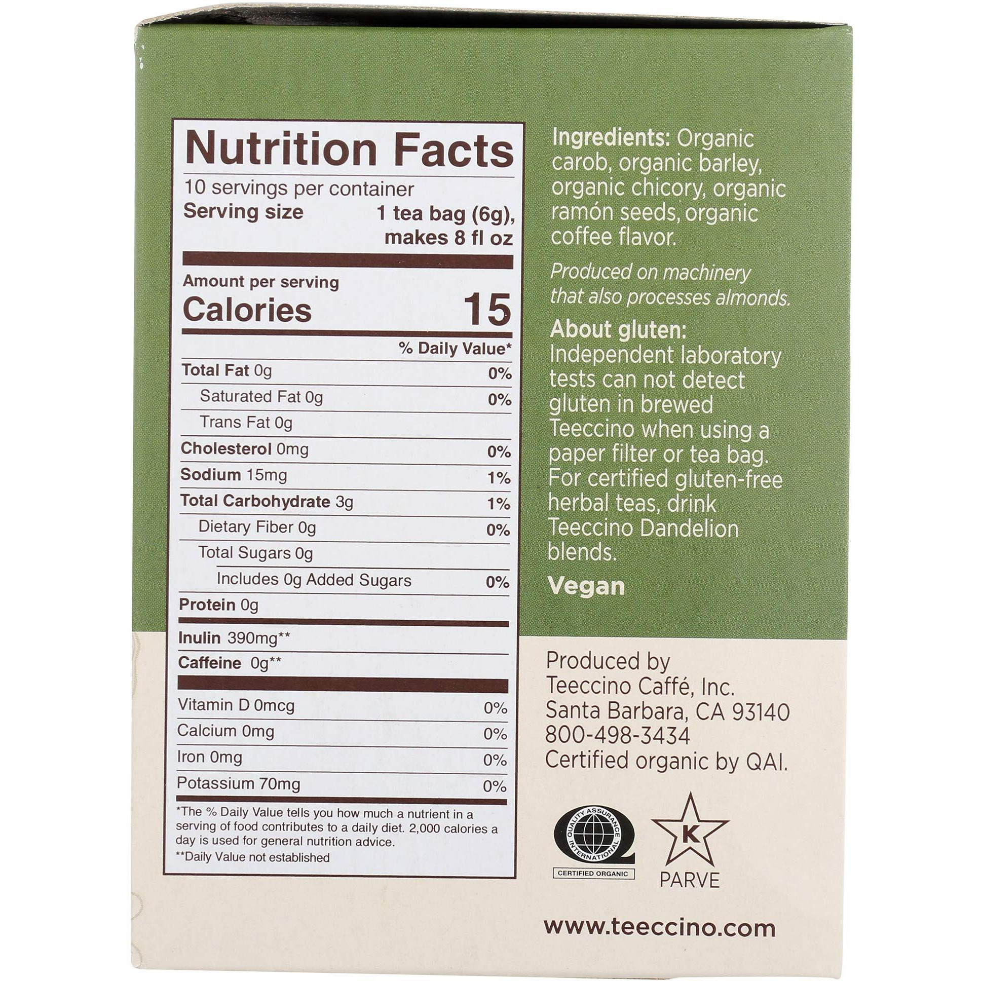 Teeccino French Roast Herbal Tea - Rich & Roasted Herbal Tea Thats Caffeine Free & Prebiotic For Natural Energy, Coffee Alternative, 10 Tea Bags (Pack Of 4)