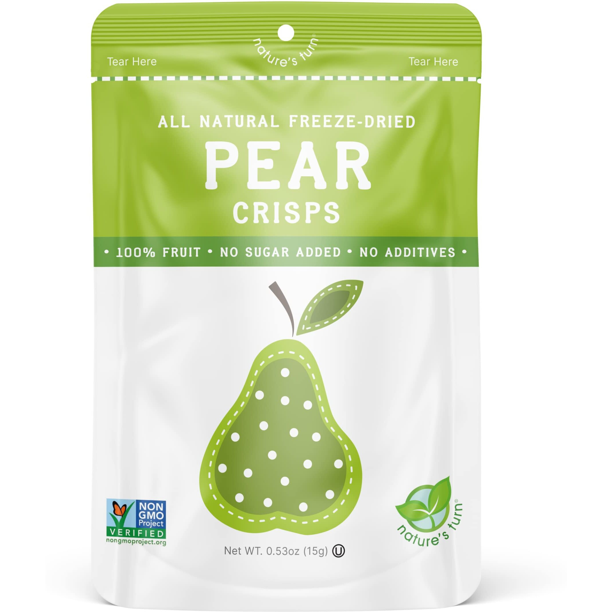 Natures Turn Freeze-Dried Fruit Snacks, Pear Crisps, Pack Of 6 (0.53 Oz Each)