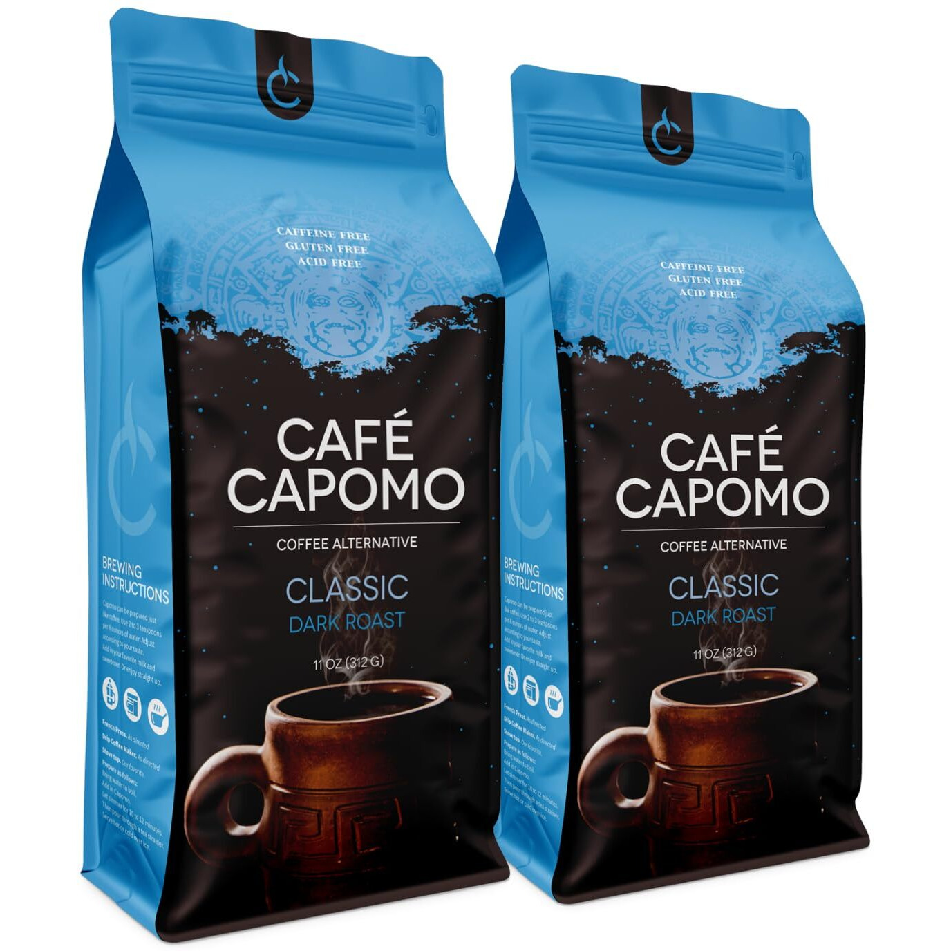 Tattva's Herbs Cafe Capomo Coffee Alternative, Classic Dark Roast Coffee Substitute With Capomo Maya Nut, Caffeine Free & Acid Free Coffee, Brew Like Coffee, 22 Oz.