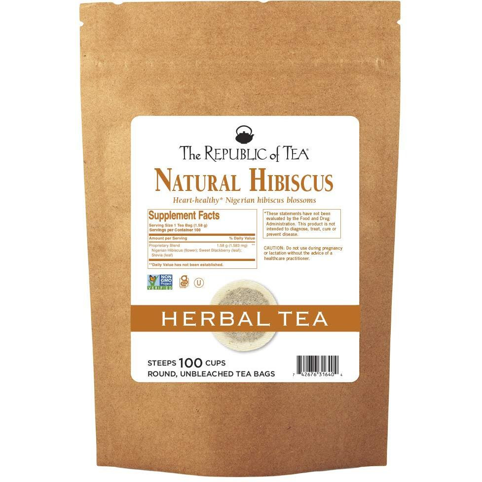The Republic Of Tea Natural Hibiscus Tea Super Refill, 100 Tea Bags