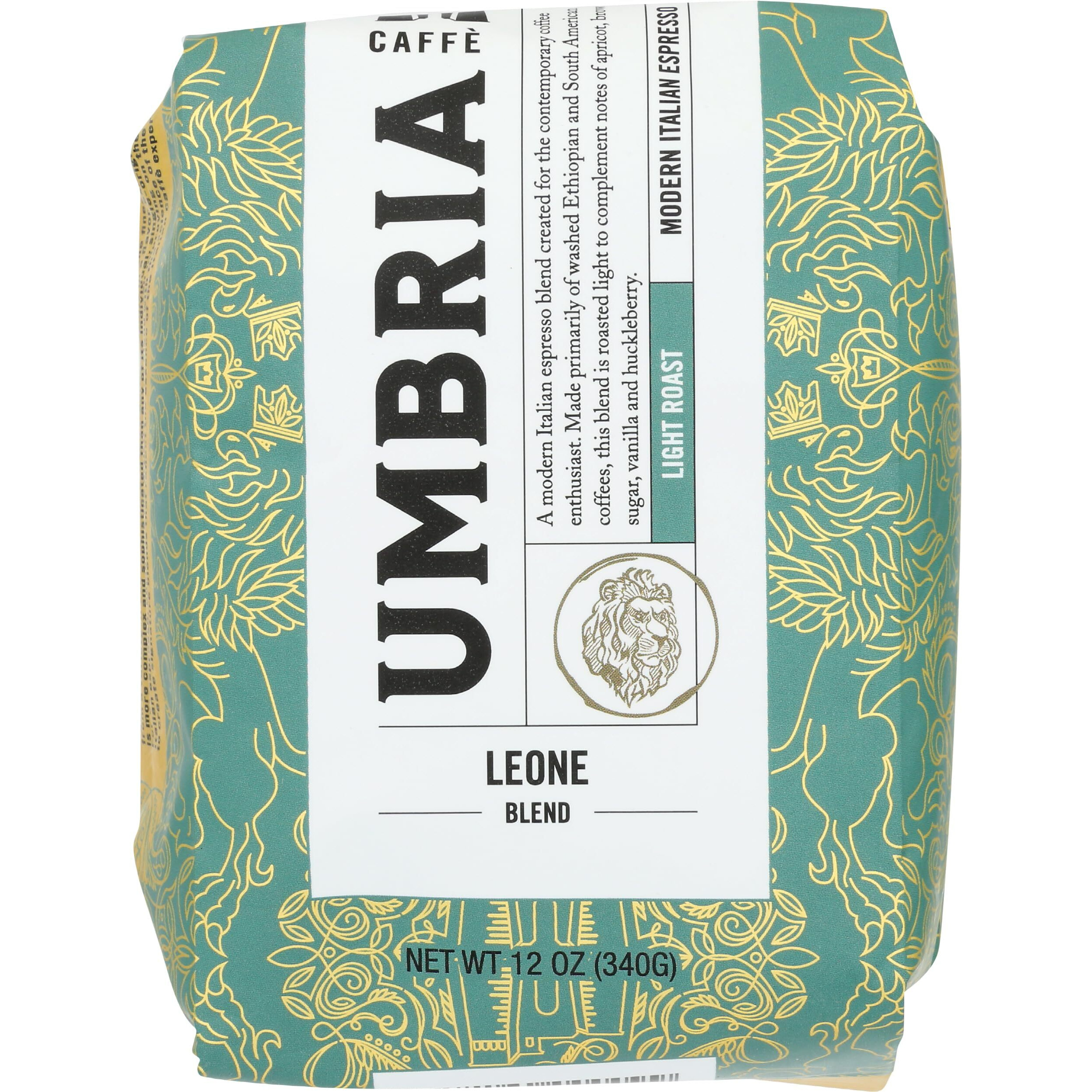 Caffe Umbria Fresh Seattle Whole Bean Roasted Coffee, Leone Blend Light Roast 12Oz. Bag