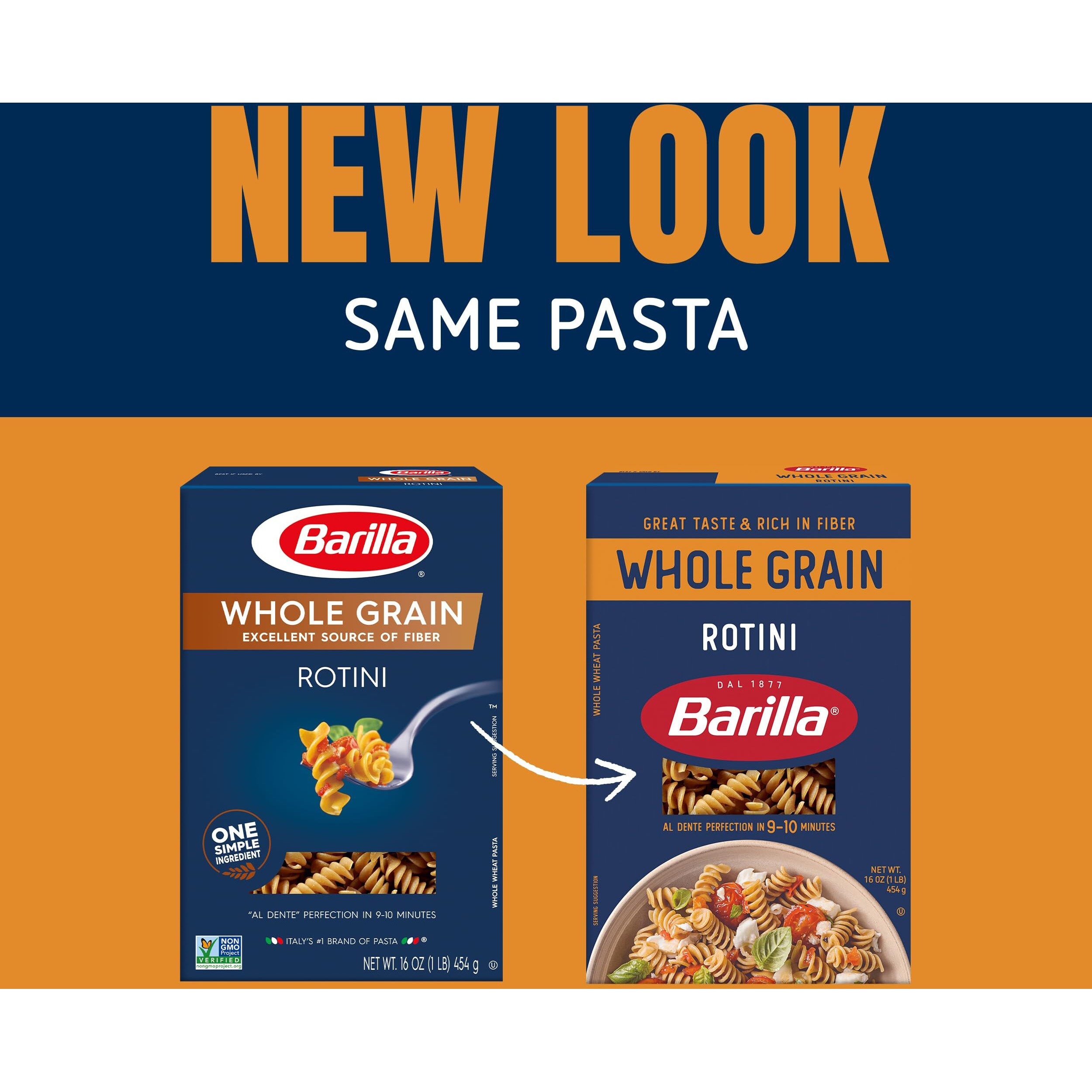 Barilla Whole Grain Rotini Pasta, 16 Oz. Box (Pack Of 12) - Non-Gmo Pasta Made With 100% Whole Grain Durum Wheat - Great Source Of Fiber