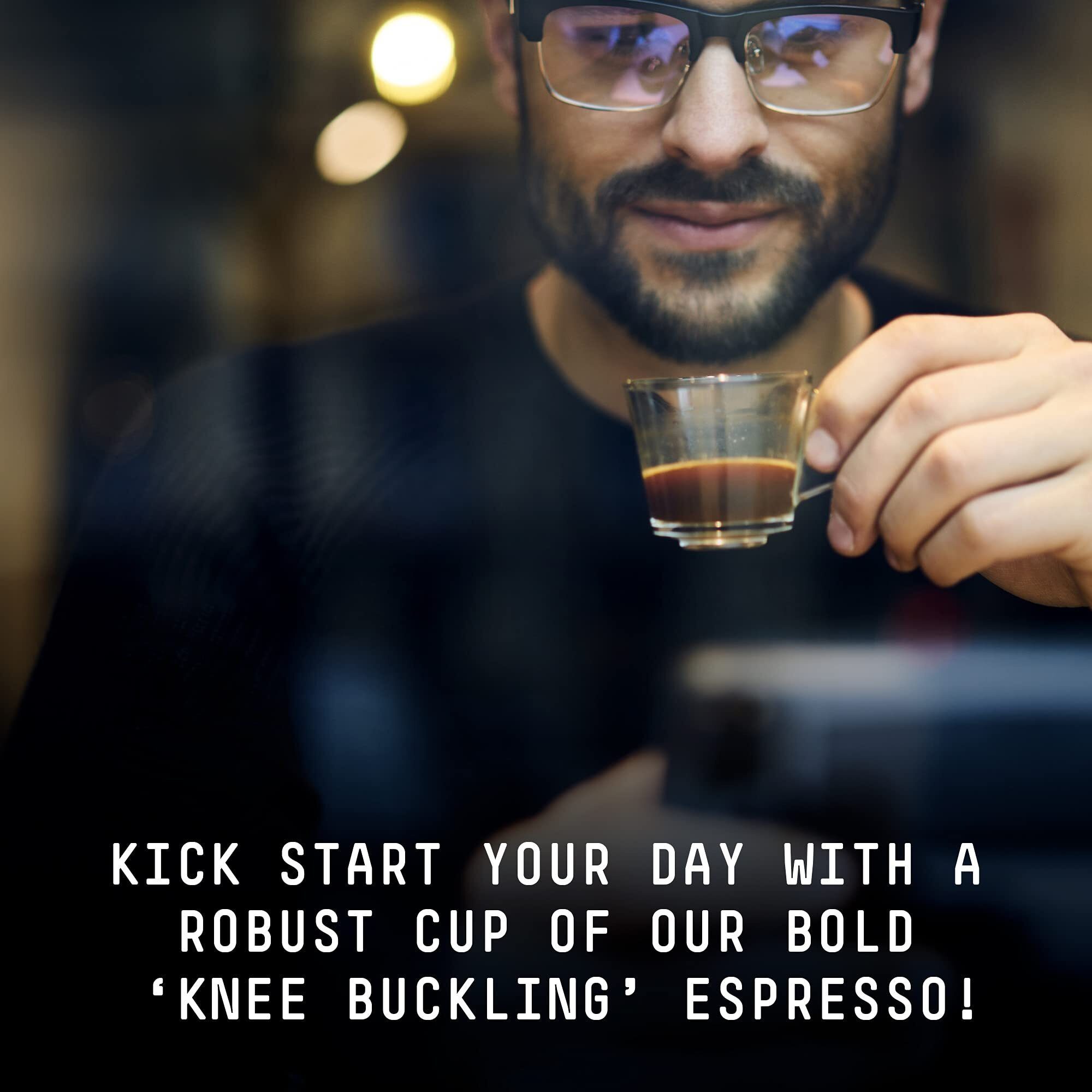 Stone Street Knee Buckling Espresso Coffee, Ground, High Caffeine Blend, Dark Roast, 1 Lb