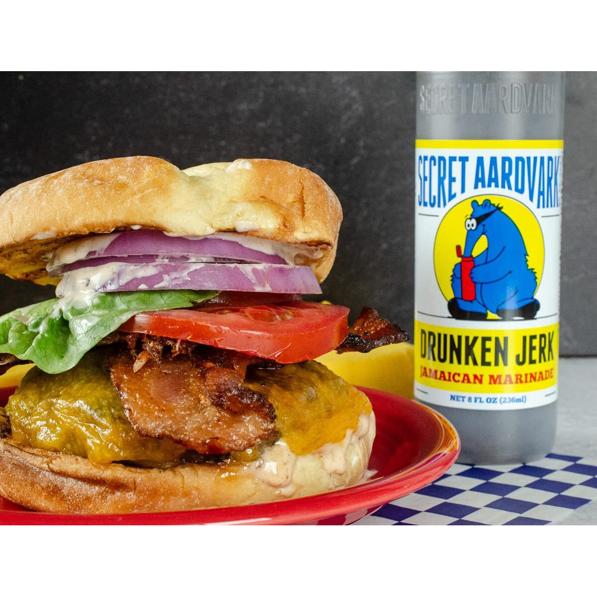Secret Aardvark Drunken Jerk Hot Sauce - Jamaican Jerk Sauce And Marinade, Made With Jamaican Jerk Seasoning, Soy Sauce, & Habanero Peppers, Non-Gmo, Low Carb, Spicy Bbq Sauce - 8 Fl Oz 1 Pack