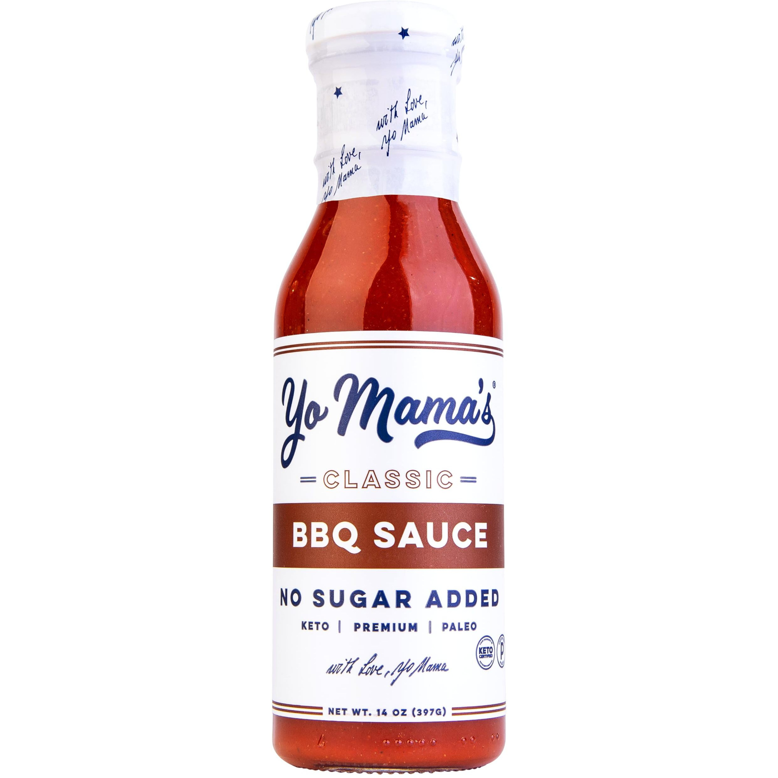 Keto Barbecue Bbq Sauce By Yo Mama's Foods - (Pack Of 1) - No Sugar Added, Low Carb, Vegan, Gluten Free, Paleo Friendly, And Made With Whole Non-Gmo Tomatoes
