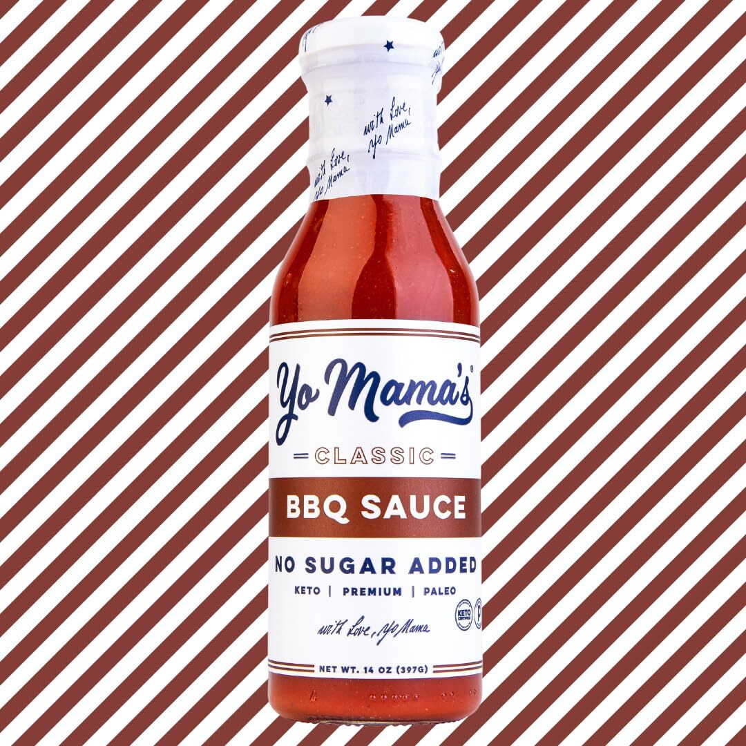 Keto Barbecue Bbq Sauce By Yo Mama's Foods - (Pack Of 1) - No Sugar Added, Low Carb, Vegan, Gluten Free, Paleo Friendly, And Made With Whole Non-Gmo Tomatoes