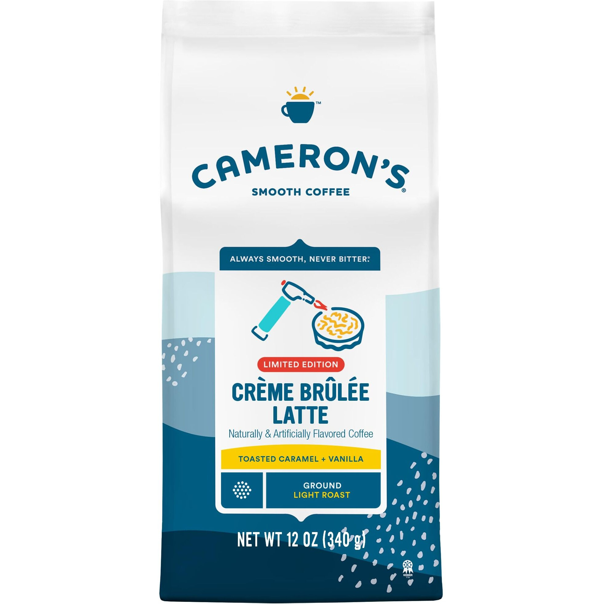 Cameron's Coffee Holiday Roasted Ground Coffee Bag, Flavored, Crme Brulee Latte, 12 Ounce (Pack Of 6)