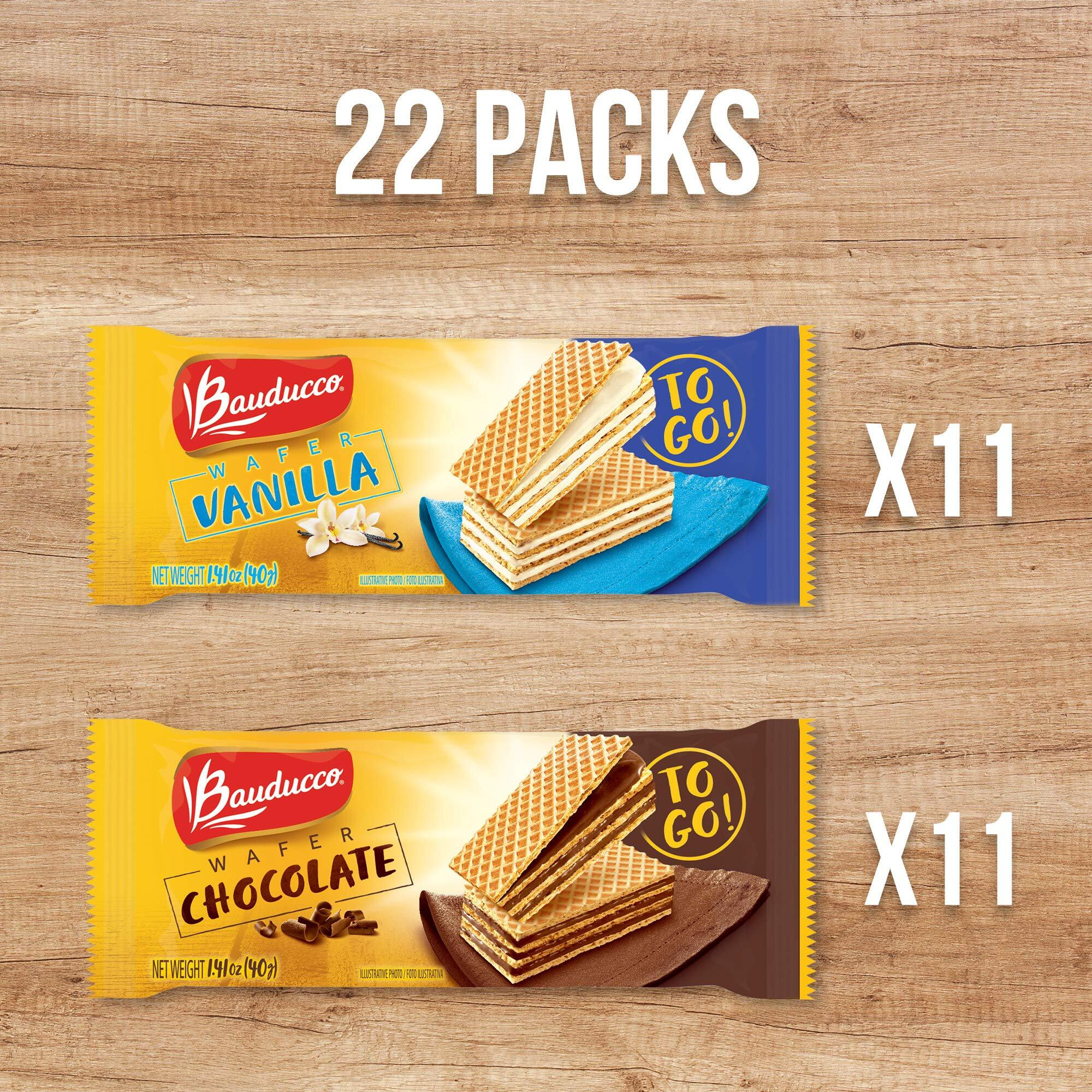 Bauducco Mini Wafer Cookies, Chocolate & Vanilla, 3 Creamy Layers, Crispy Wafers, Single Serve, No Artificial Flavors, 31 Oz (Pack Of 22)