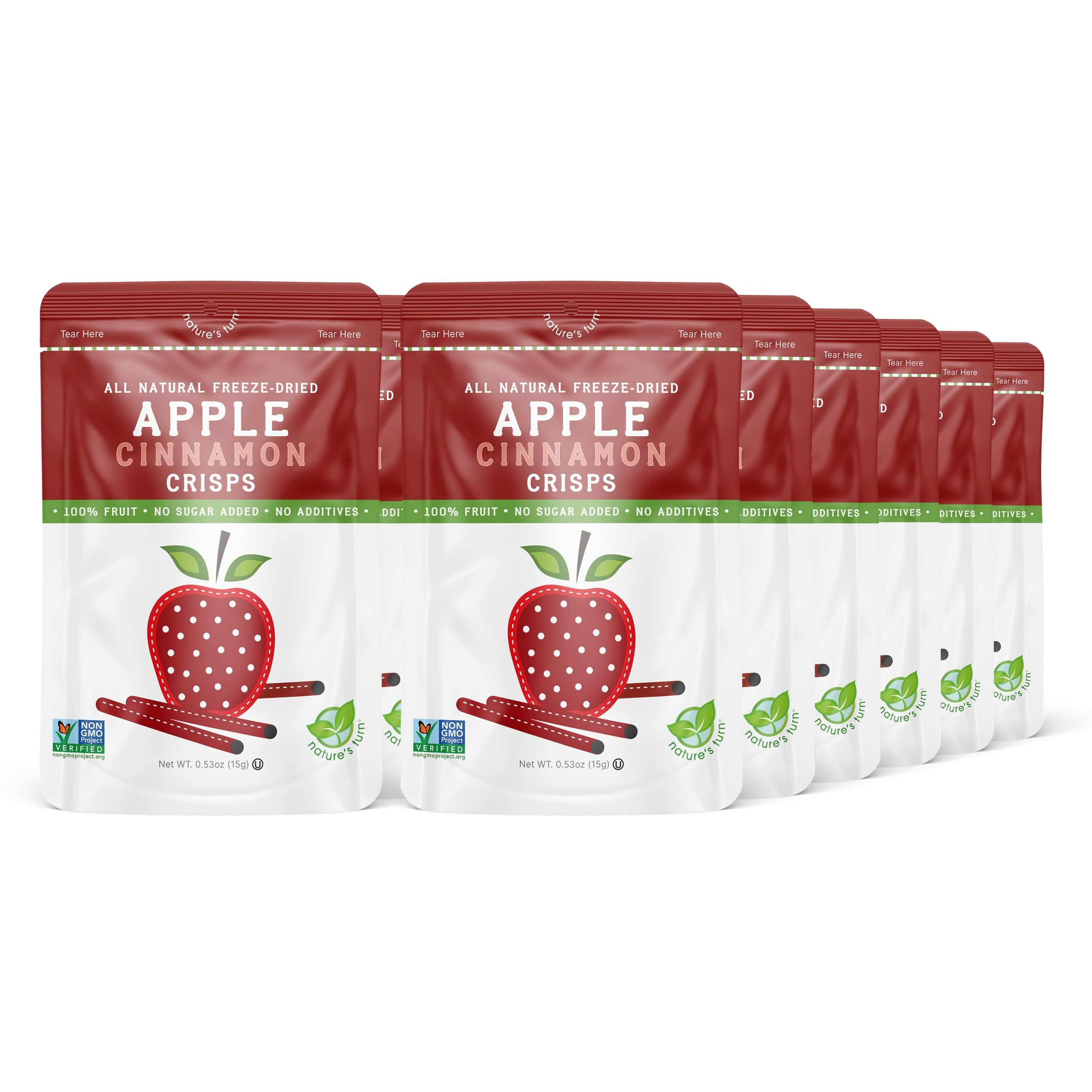 Nature's Turn Freeze-Dried Fruit Snacks, Apple Cinnamon Crisps, Pack Of 12 (0.53 Oz Each)