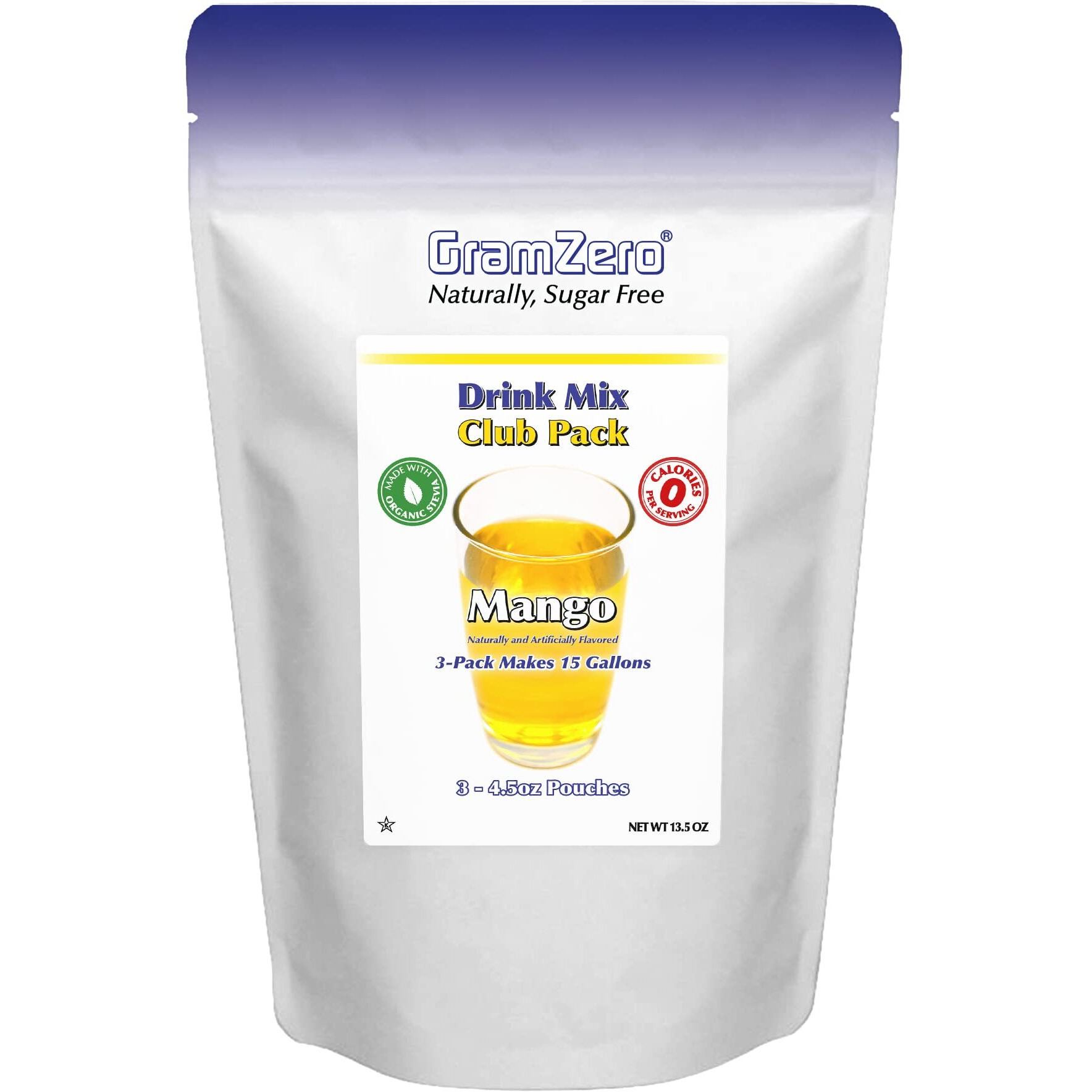 Gramzero Mango Zero Calorie Sugar Free Drink Mix, Great For Nutrition Club Loaded Tea, Stevia Sweetened