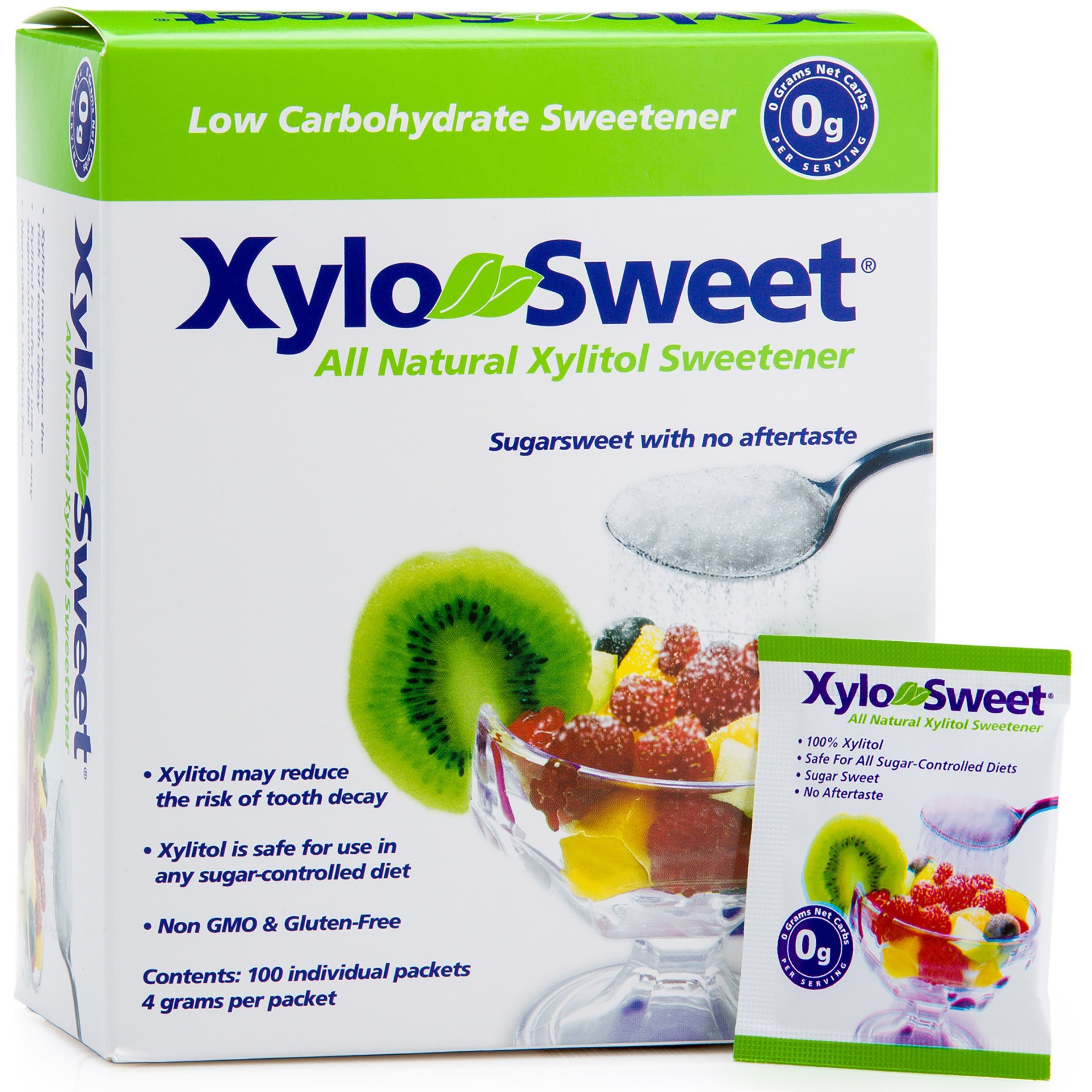 Xlear Xylosweet Non-Gmo Xylitol Sweetener - Natural Sweetener Sugar Substitute, Granules, 100 Packets (Pack Of 2)