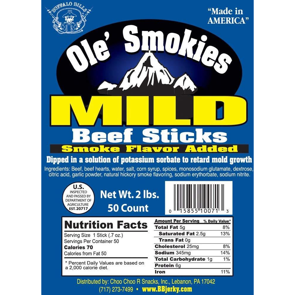 Buffalo Bills 2-Lb Mild 5"" Ole' Smokies Saddlebag (50 Twist-End Beef Sticks Per Saddlebag)