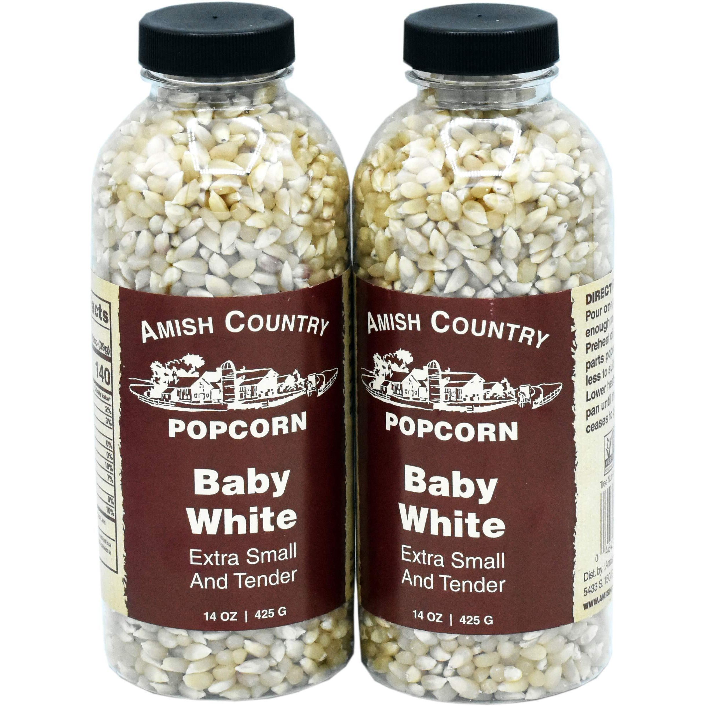 Amish Country Popcorn | 2-14 Oz Bottles | Baby White Popcorn Kernels | Old Fashioned, Non-Gmo And Gluten Free (2-14 Oz Bottles)