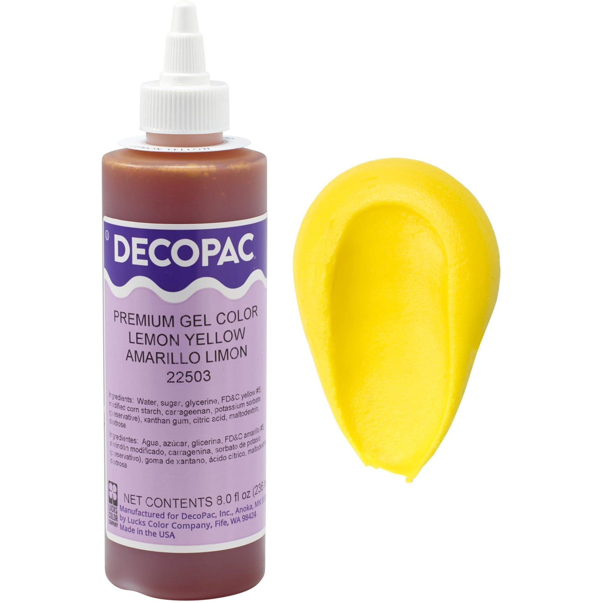Decopac Premium Gel Food Coloring | Lemon Yellow Food Coloring For Baking | 8Oz | Color Buttercream, Fondant, Frosting & Piping Gel, Food Safe, Highly Concentrated Gel, 8 Oz - Lemon Yellow