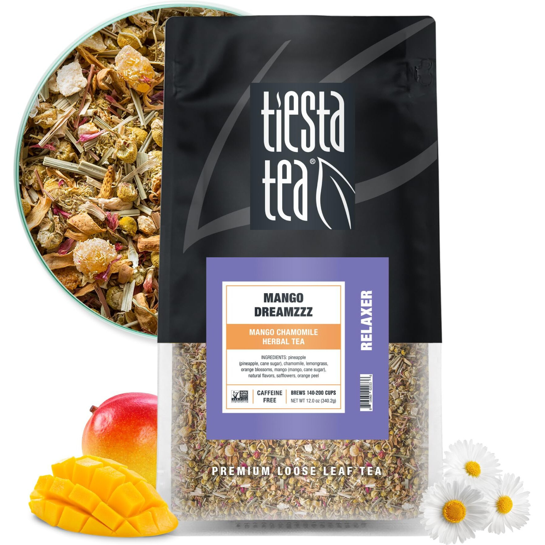Tiesta Tea - Mango Dreamzzz, Mango Chamomile Herbal Tea, Premium Loose Leaf Tea, Non Caffeinated Tea, 200 Cups - 12Oz Resealable Bulk Pouch