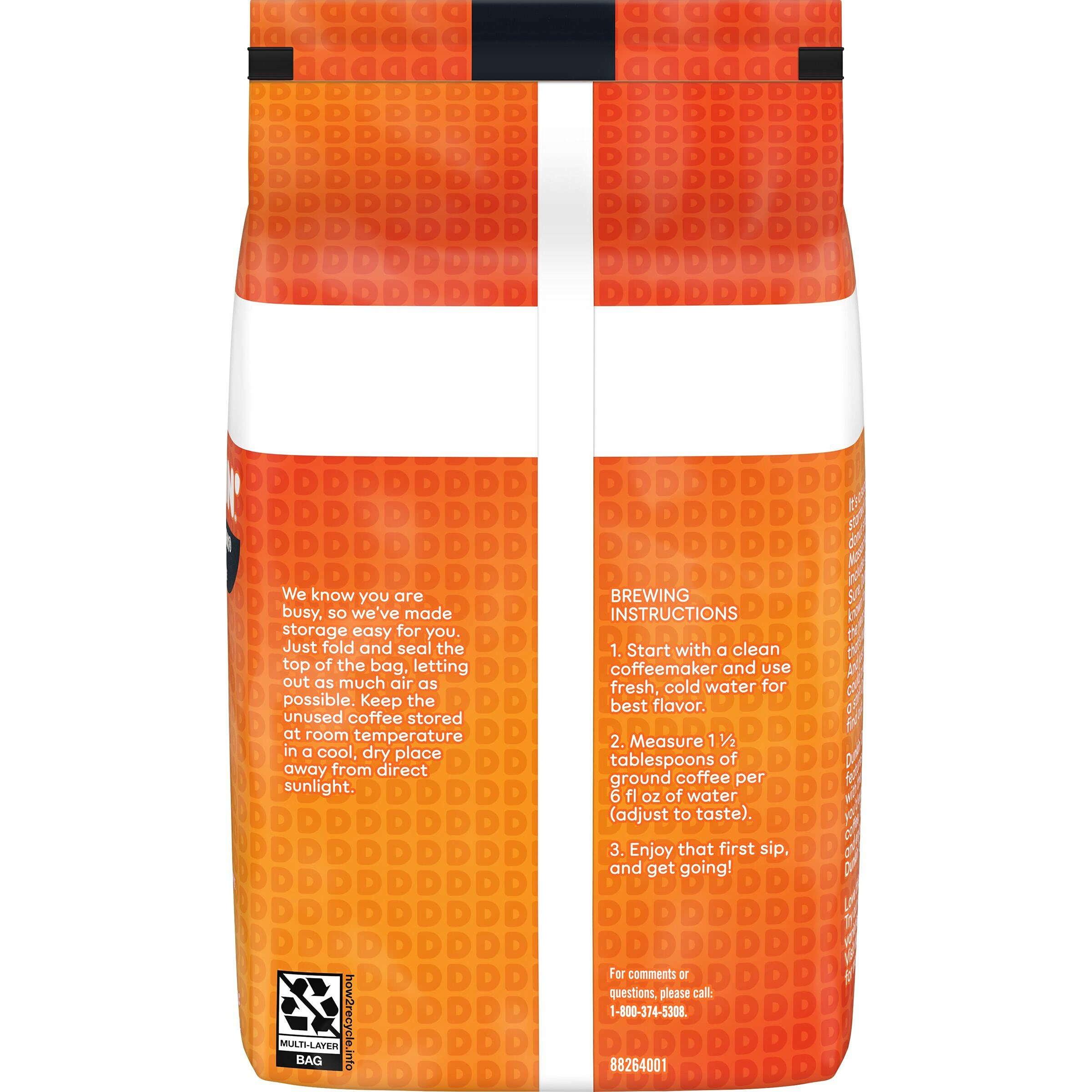 Dunkin Midnight Dark Roast Ground Coffee, 18.4 Ounce Bag (Pack Of 6)