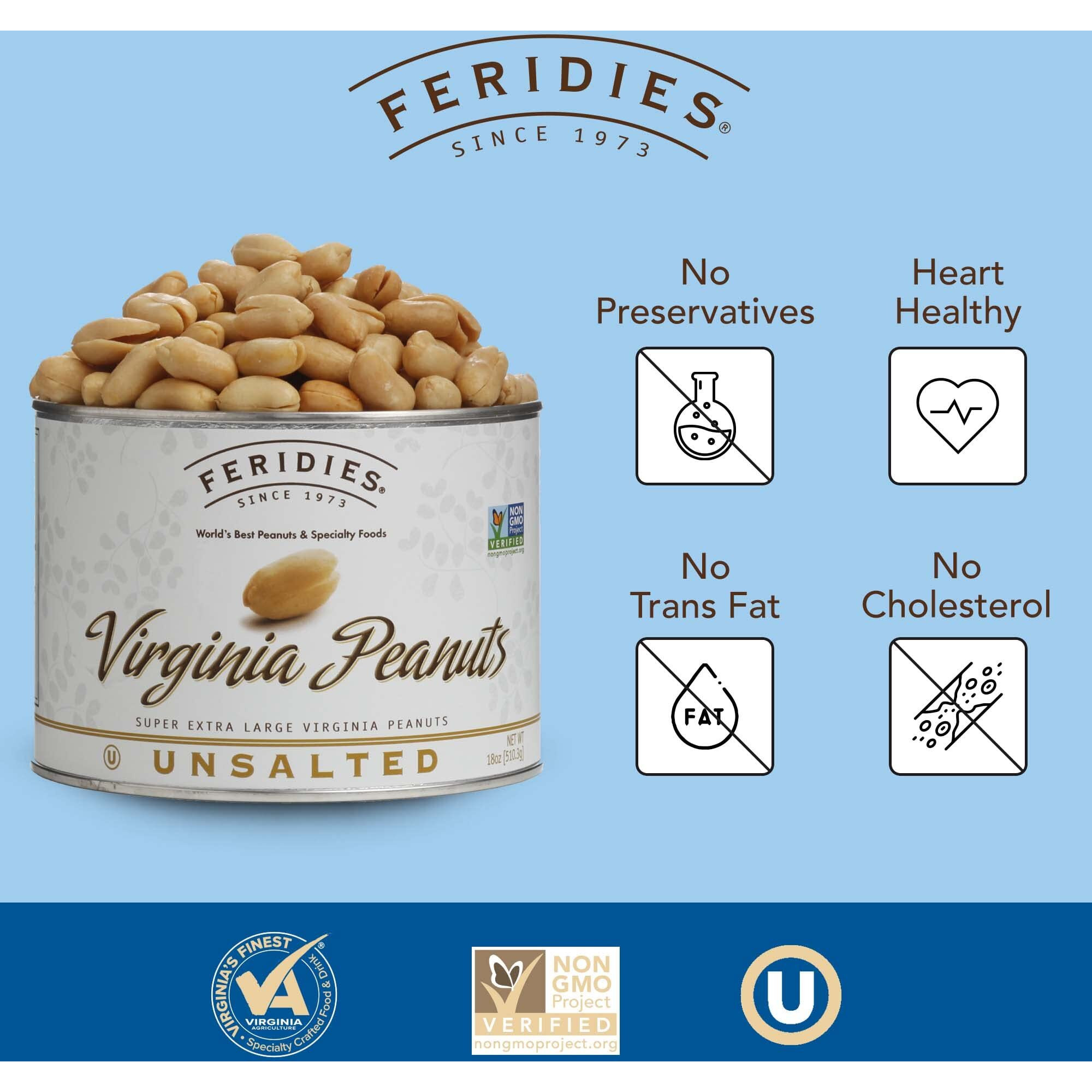 18 Oz Can Unsalted Virginia Peanuts