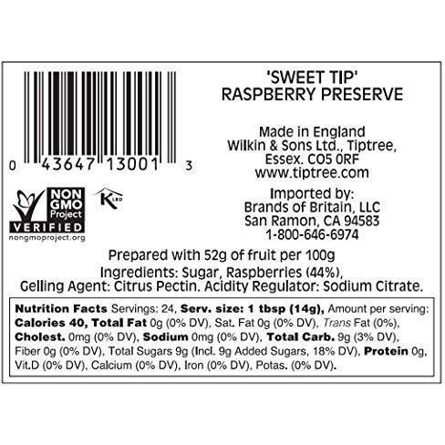 Tiptree Sweet Tip Raspberry Preserve, 12 Ounce Jars (Pack Of 6)