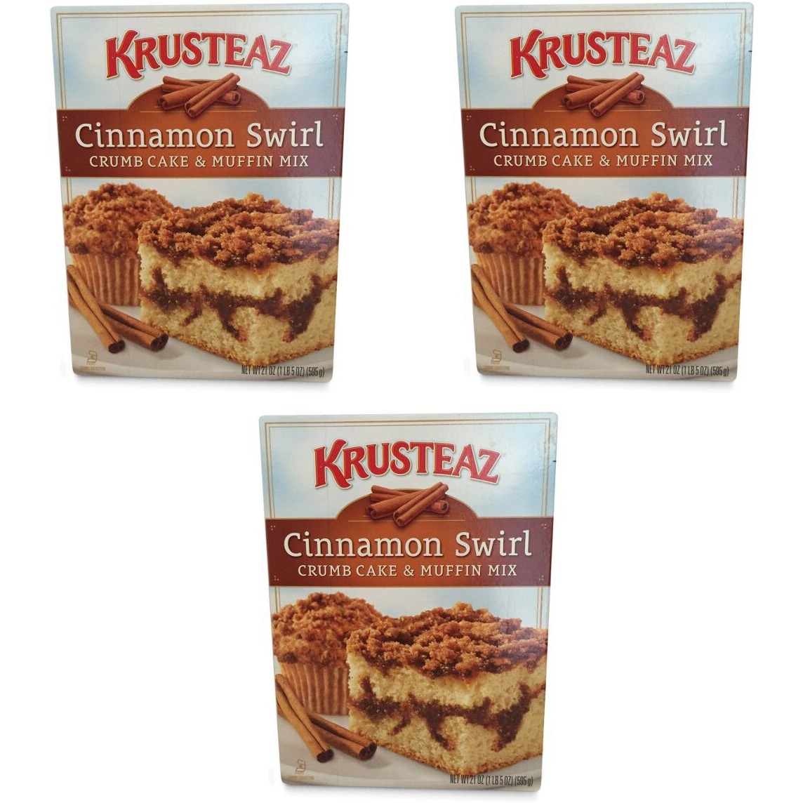 Krusteaz Cinnamon Swirl Crumb Cake & Muffin Mix, 21-Ounce Box (Pack Of 3)
