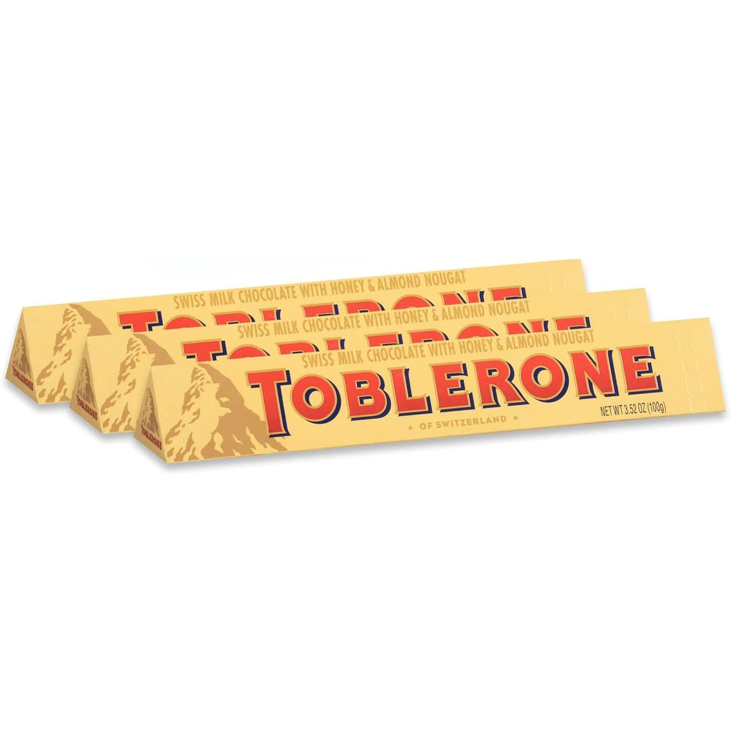 Toblerone Milk Chocolate Bar 3.52 Oz Each (3 Items Per Order)