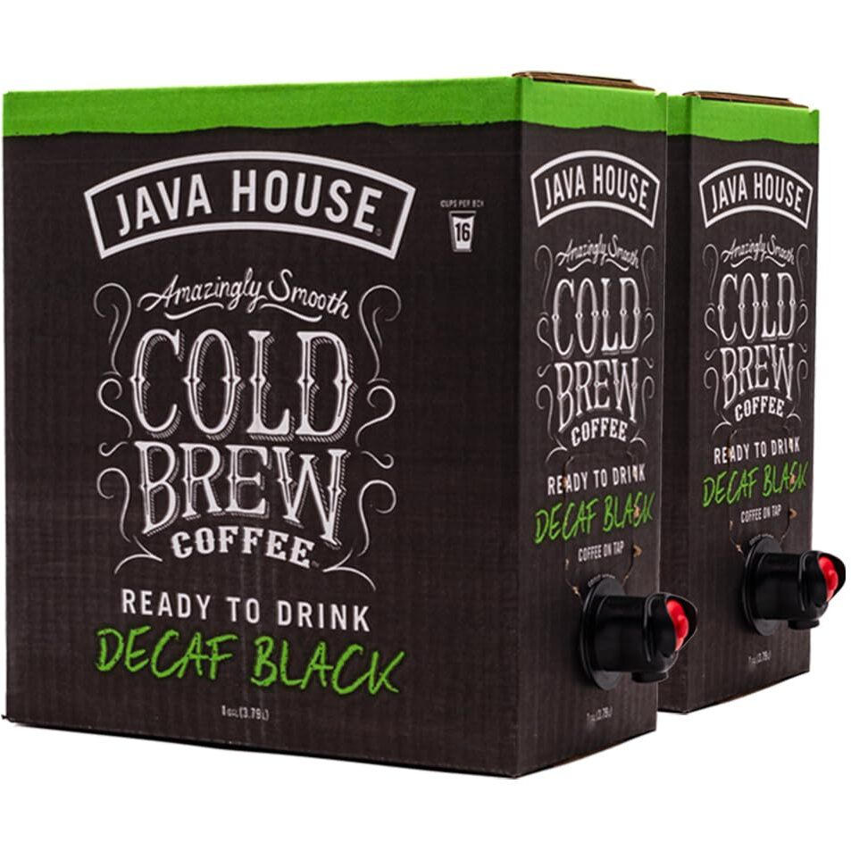 Java House Cold Brew Coffee On Tap, (128 Fluid Ounce Box) Not A Concentrate, No Sugar, Ready To Drink Liquid (Decaf, Pack Of 2)