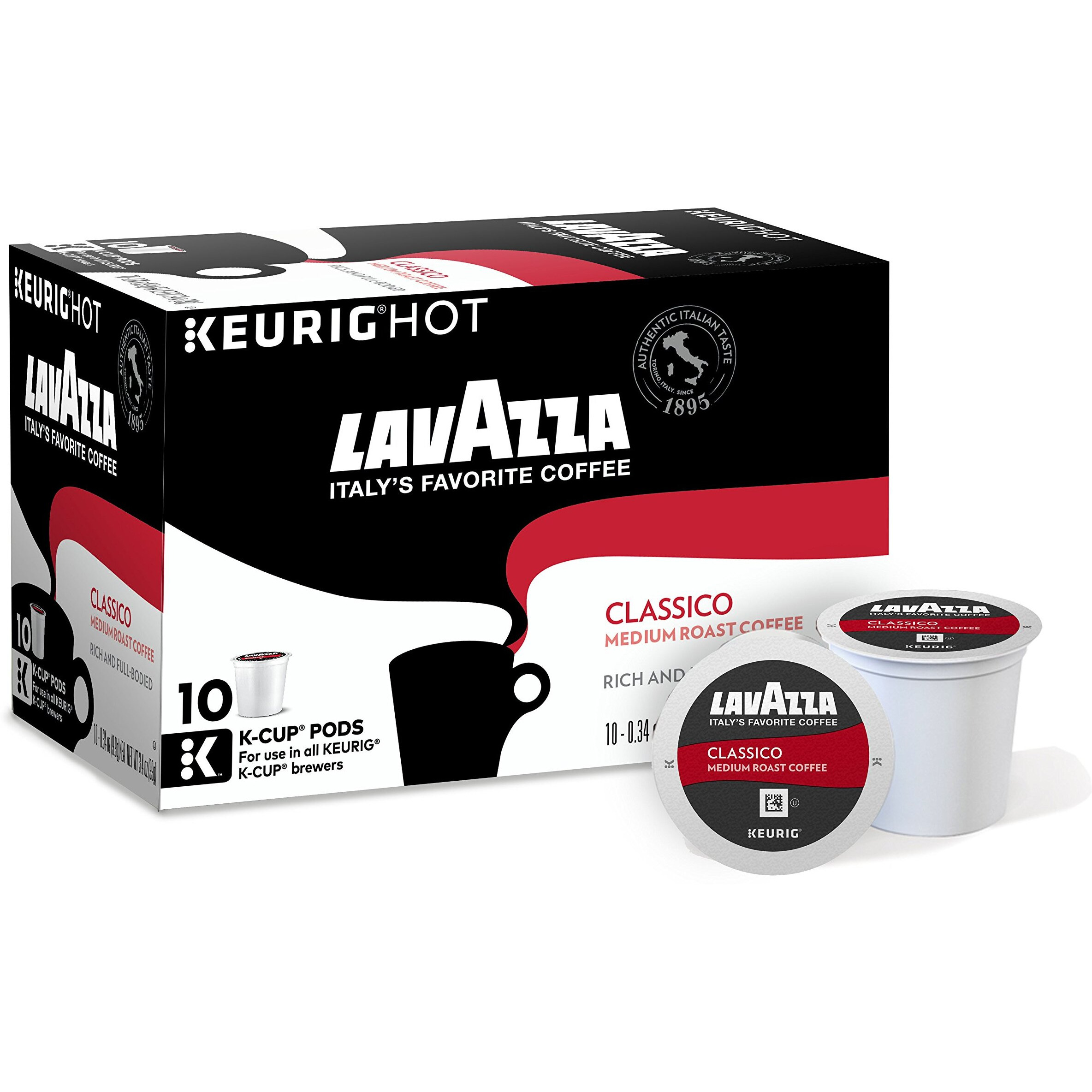 Lavazza Classico Medium Roast Keurig K-Cups Coffee, 10 Count