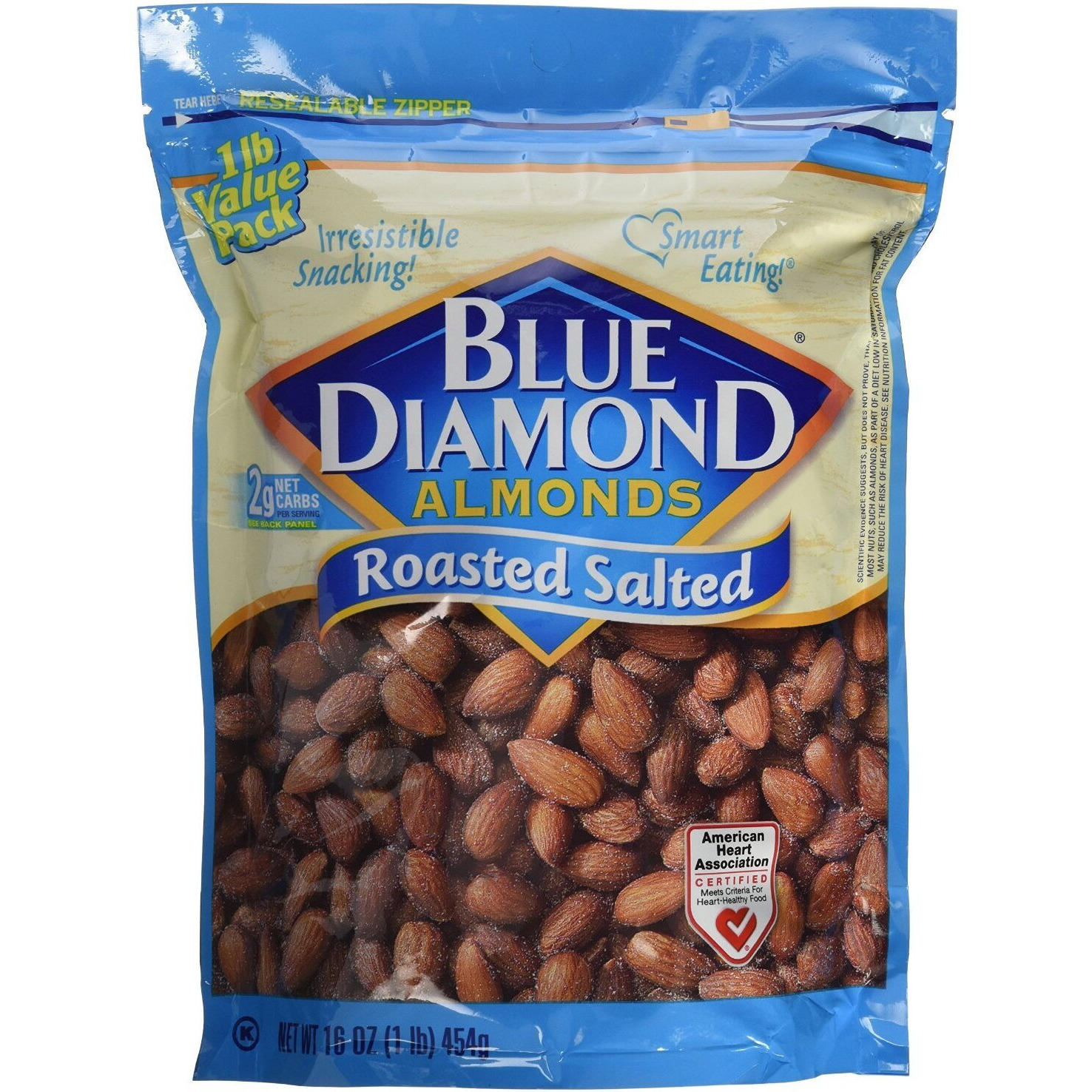 Blue Diamond Almonds, Roasted Salted Snack Nuts, 16 Ounce (Pack Of 3)