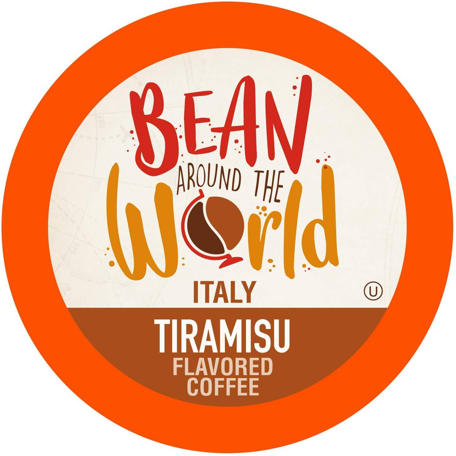 Bean Around The World Flavored Coffee Compatible With 2.0 Keurig K Cup Brewers, Tiramisu, 40 Count (Pack Of 1)
