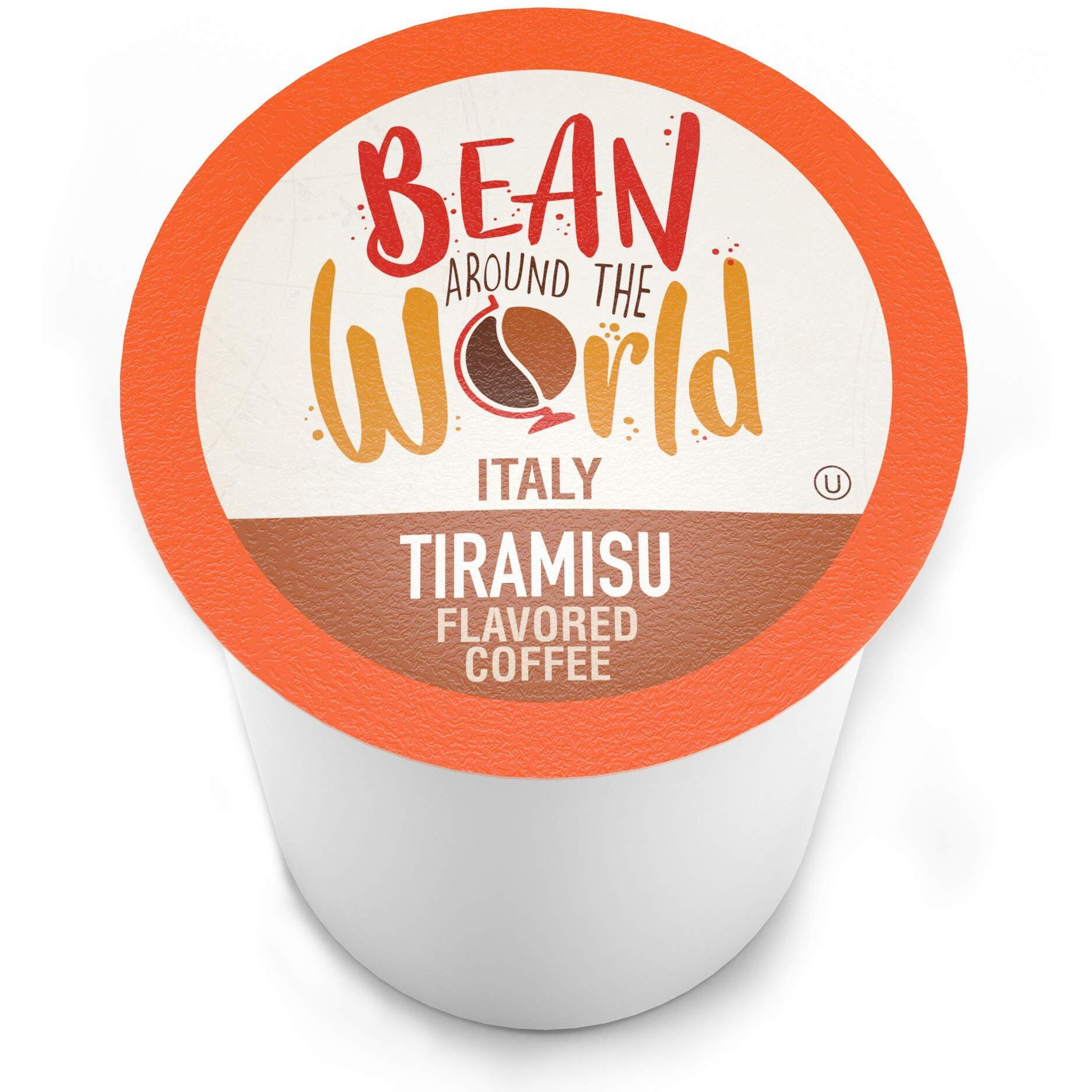 Bean Around The World Flavored Coffee Compatible With 2.0 Keurig K Cup Brewers, Tiramisu, 40 Count (Pack Of 1)