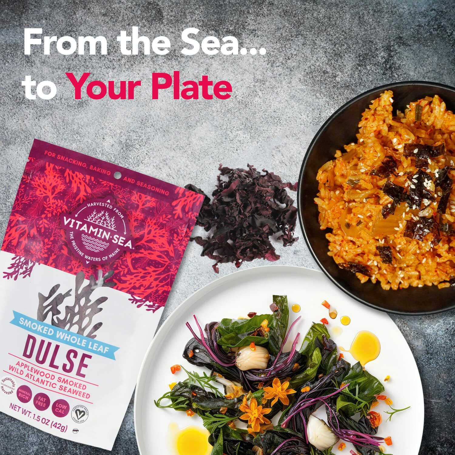 Vitaminsea Applewood Smoked Dulse | Wild North Atlantic Dried Seaweed For Snacking, Seasoning, Soups & Salads | Rich In Vitamins, Minerals & Antioxidants Great For Thyroid Support | Whole Leaf (8 Oz)