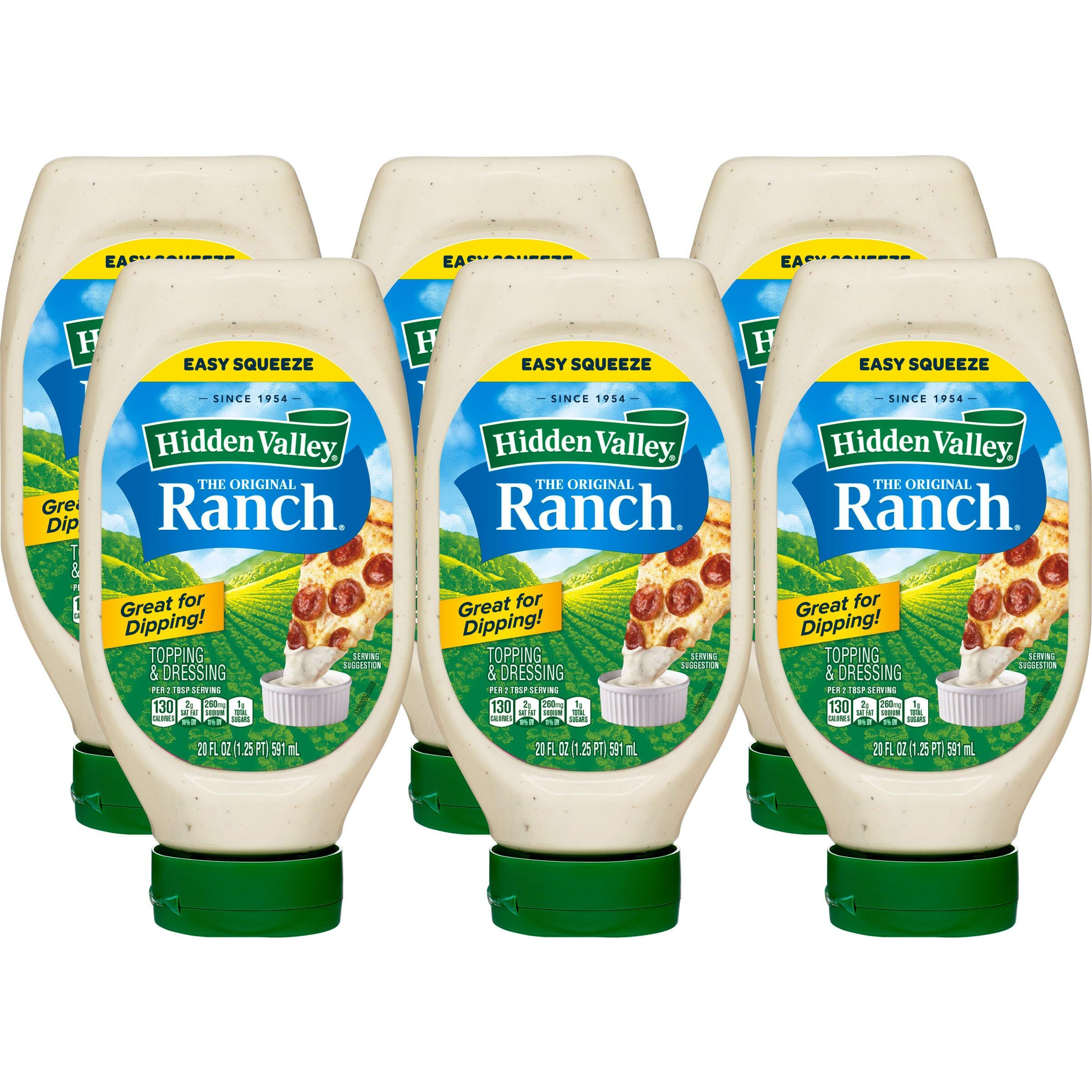 Hidden Valley Easy Squeeze Original Ranch Salad Dressing & Topping, Gluten Free, Keto-Friendly - 20 Ounce Bottle, 6 Pack (Package May Vary)