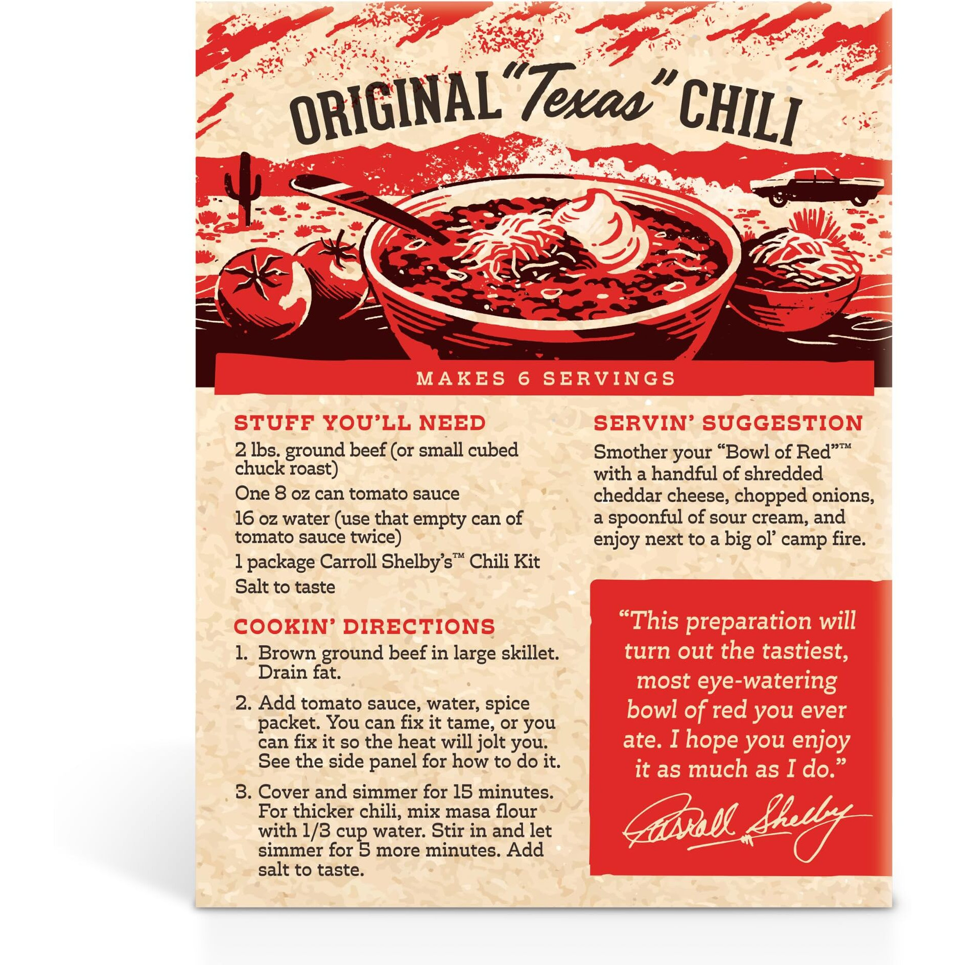 Carroll Shelby's Original Texas Brand Chili Kit 3.65Oz Box (Pack Of 3)