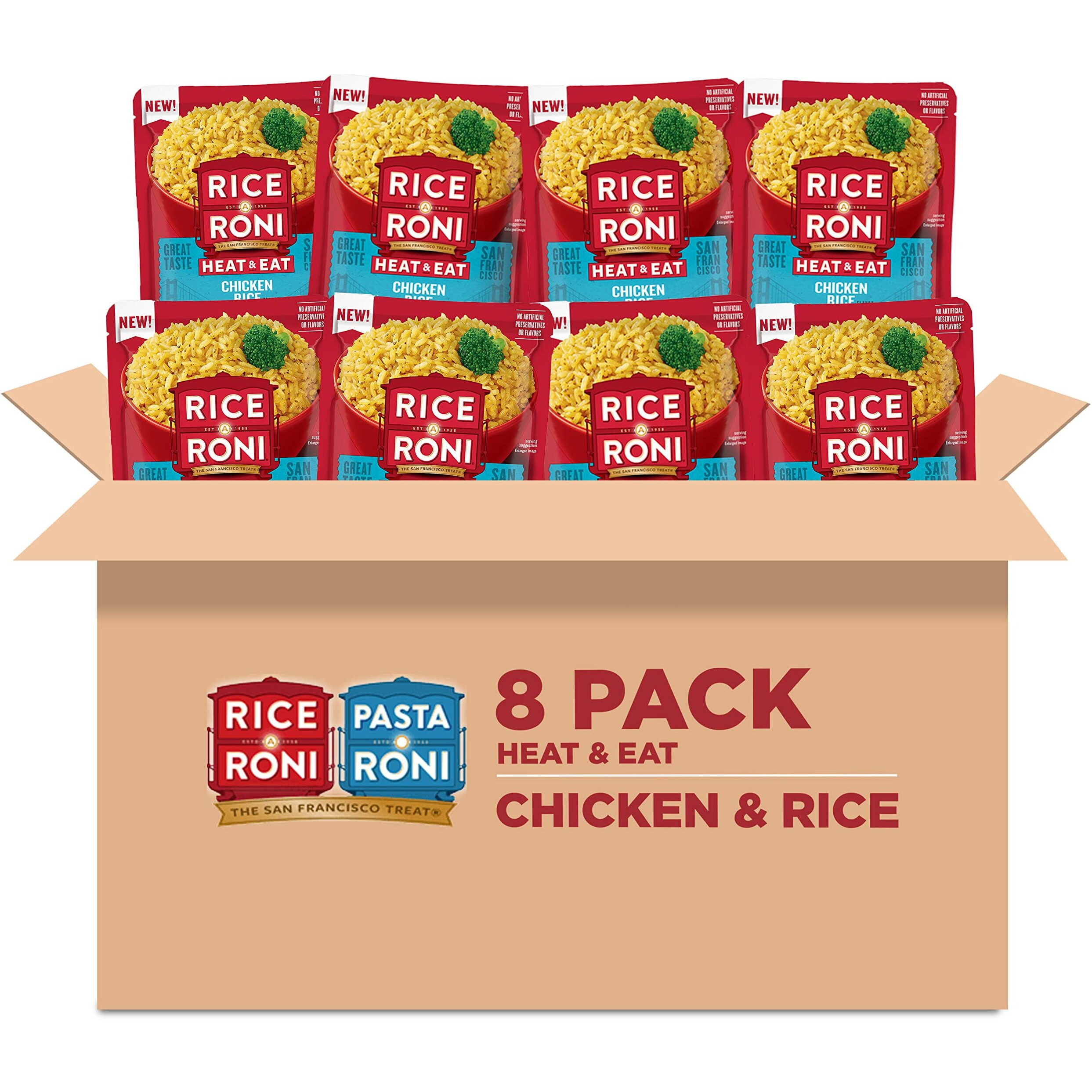 Rice-A-Roni Heat & Eat Rice, Microwaver Rice, Quick Cook Rice, Chicken, (8 Pack)