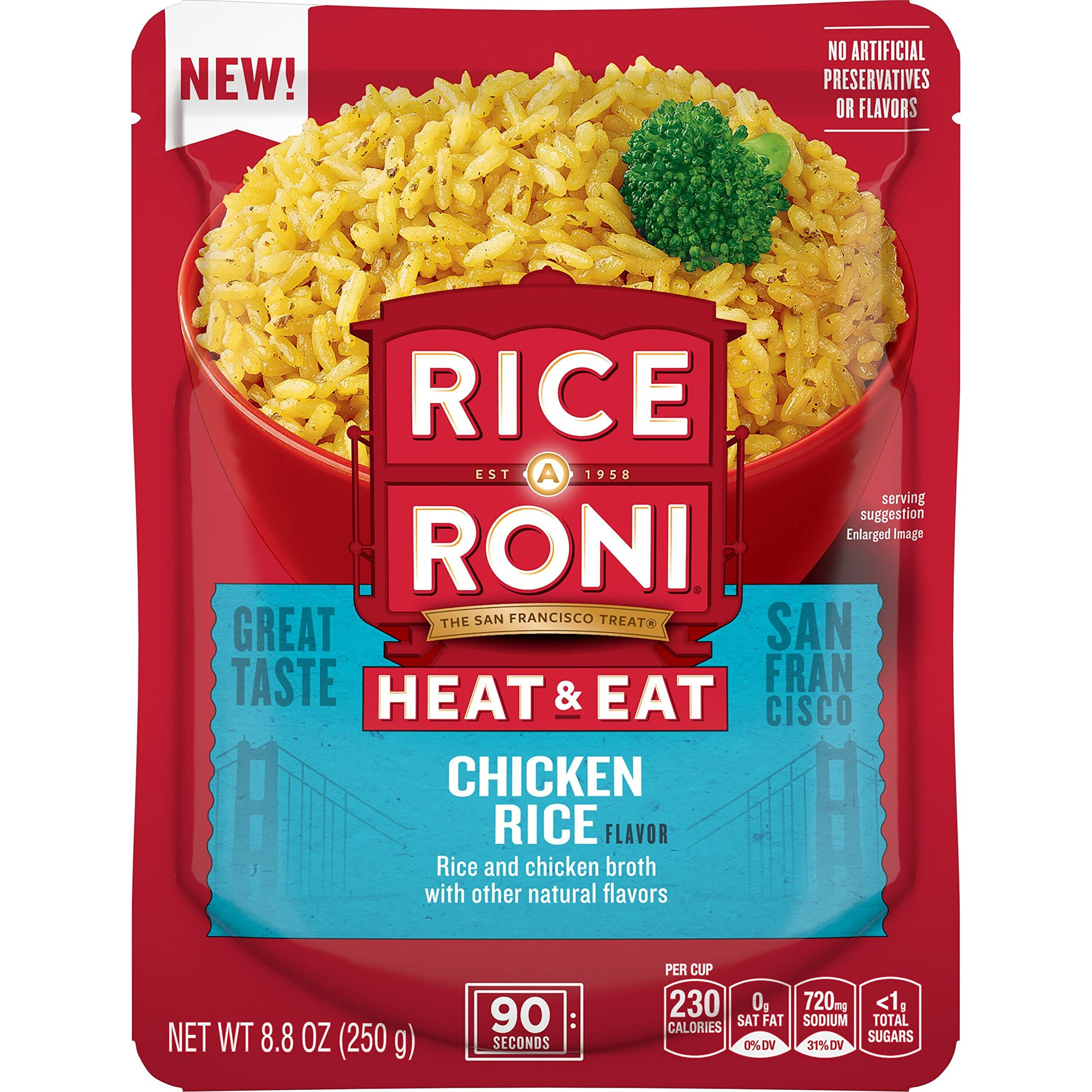 Rice-A-Roni Heat & Eat Rice, Microwaver Rice, Quick Cook Rice, Chicken, (8 Pack)