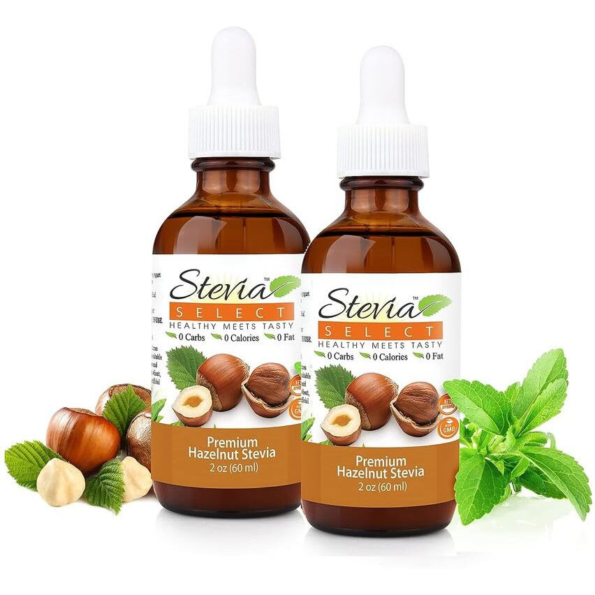 Stevia Select Hazelnut Stevia Extract Liquid - Zero Calorie Sweetener - All Natural Liquid Stevia Extract Sweetener Liquid - Pure Stevia Liquid Sweetener - Keto Sweetener 2 Oz (2 Pack)