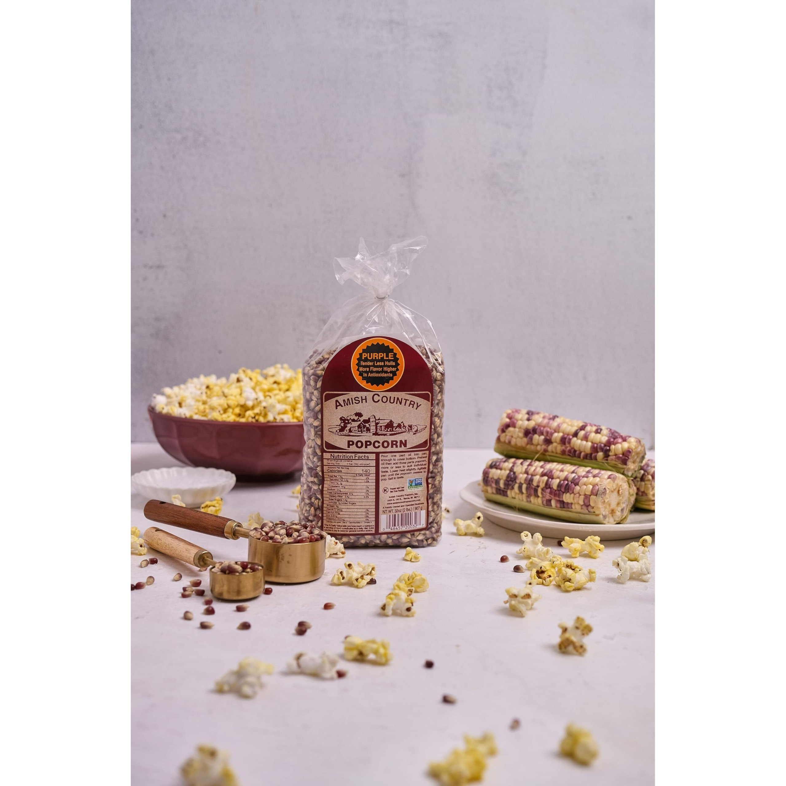 Amish Country Popcorn | 2-2 Lbs Bags - Purple Kernels | Old Fashioned, Non-Gmo And Gluten Free