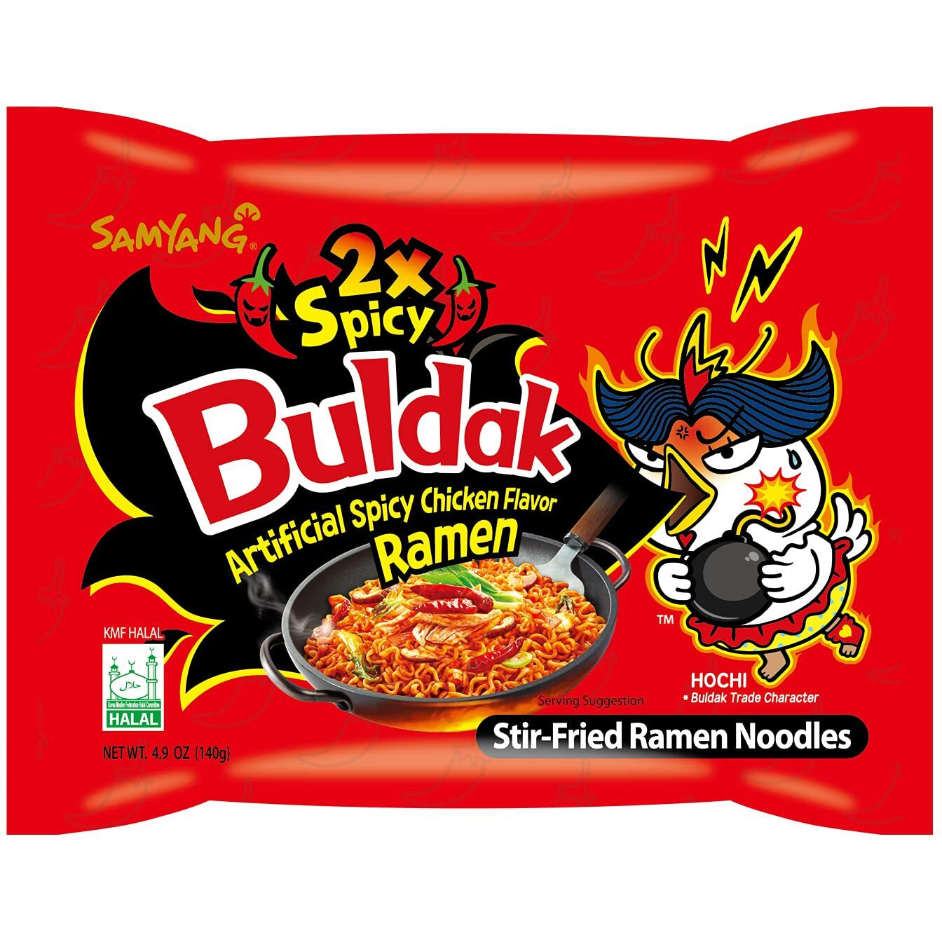 Samyang 2X Buldak (Korean) Hot Spicy Chicken Stir Fried Ramen 4.94 Oz (Pack Of 20)