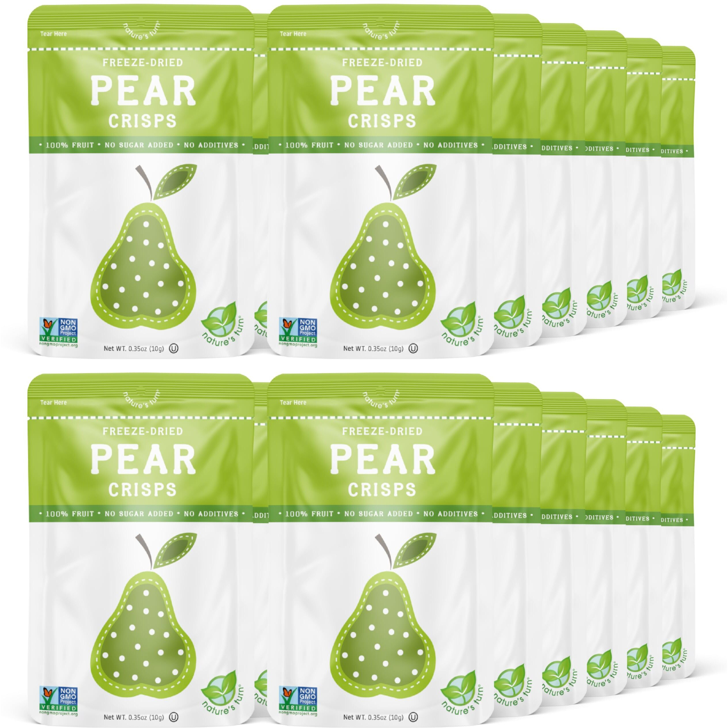 Natures Turn Freeze-Dried Fruit Snacks, Pear Crisps, Pack Of 24 (0.35 Oz Each)