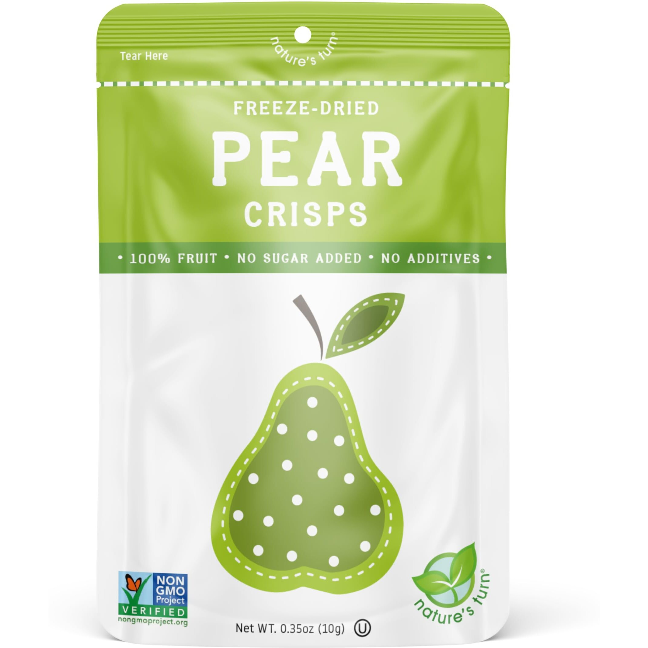 Natures Turn Freeze-Dried Fruit Snacks, Pear Crisps, Pack Of 24 (0.35 Oz Each)