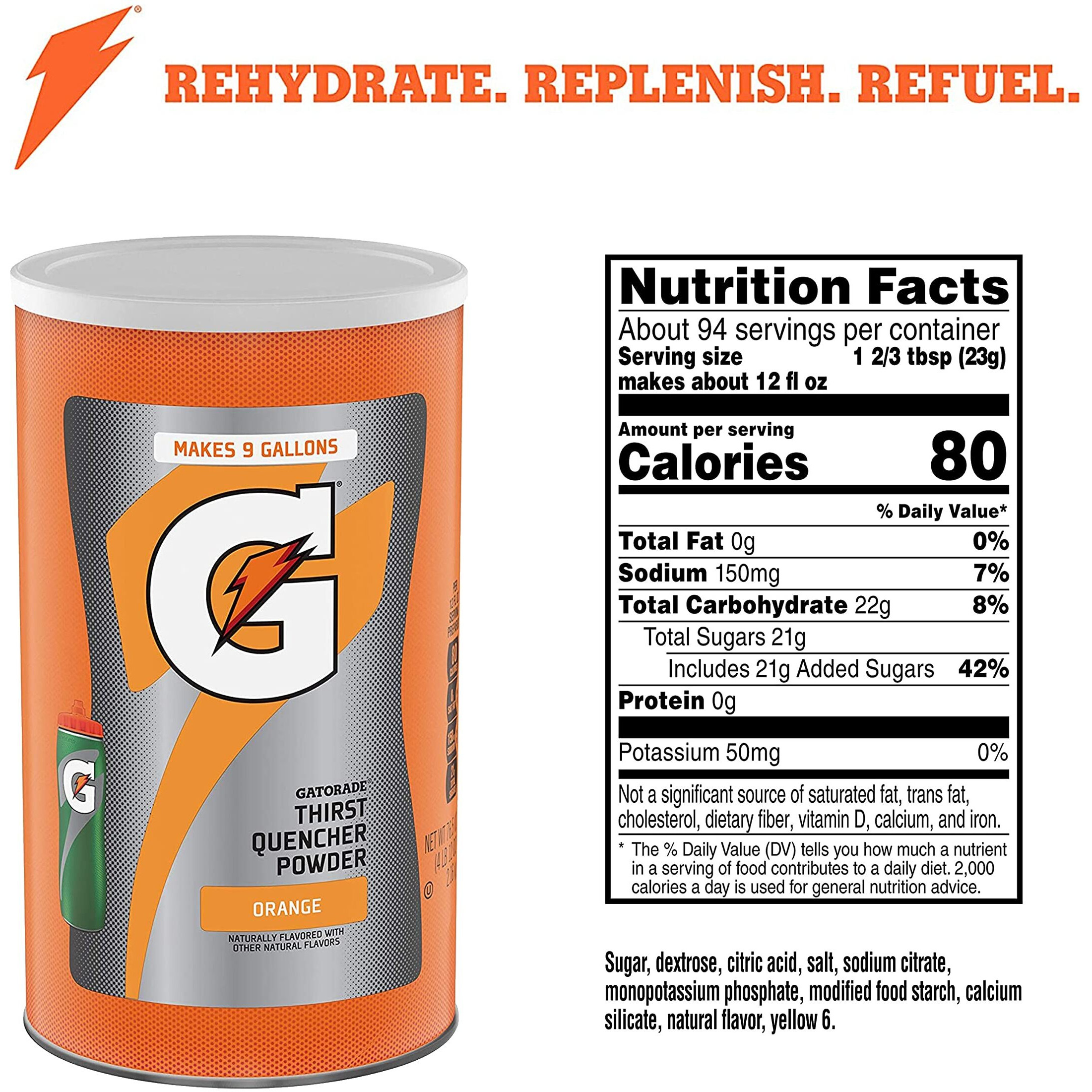 Gatorade Thirst Quencher Powder, Orange, 76.5 Oz