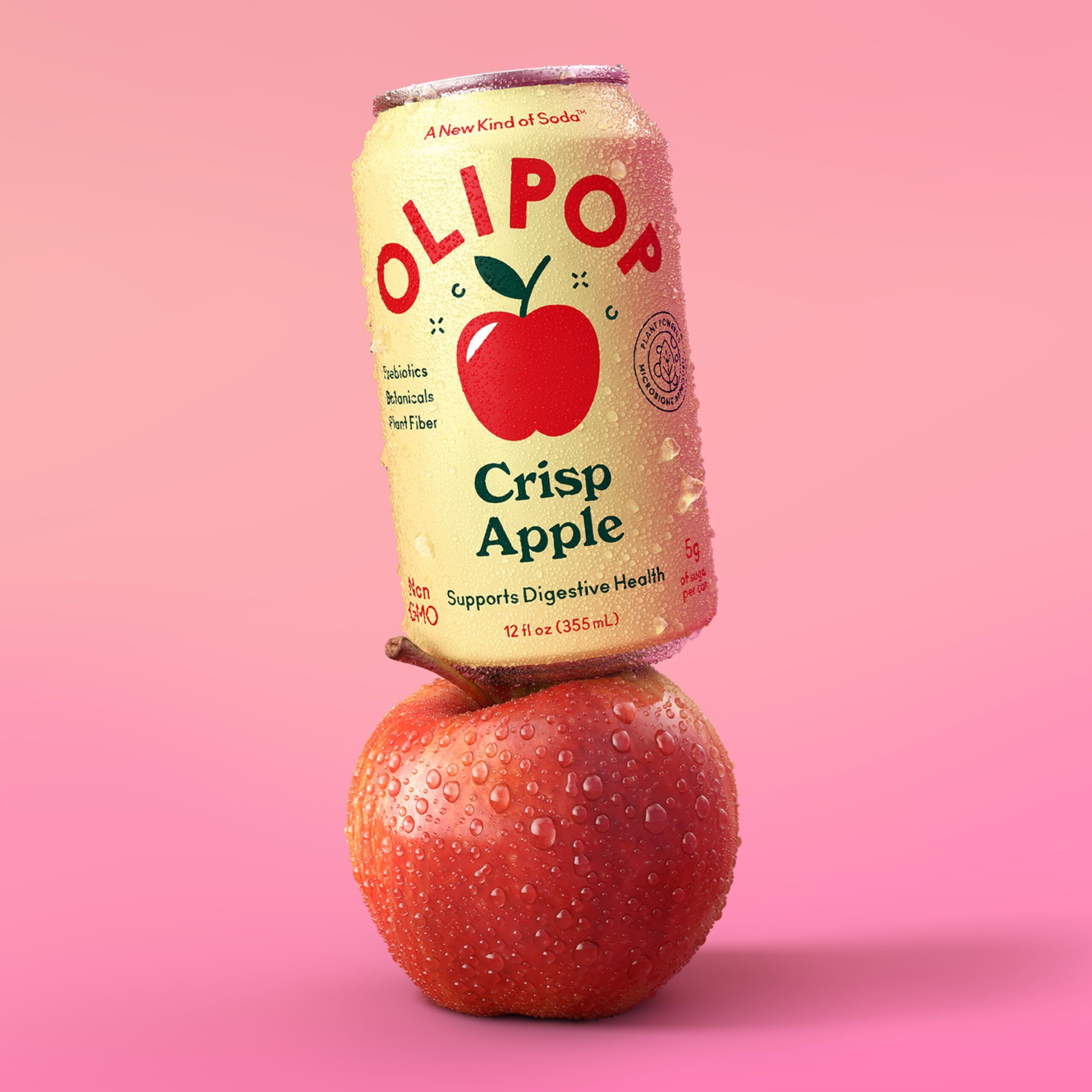 Olipop Prebiotic Soda Pop, Crisp Apple, A New Kind Of Soda Packed With Prebiotics, Fiber, And Botanicals, Gluten Free, Vegan, Gmo Free, 12Oz (12-Cans)