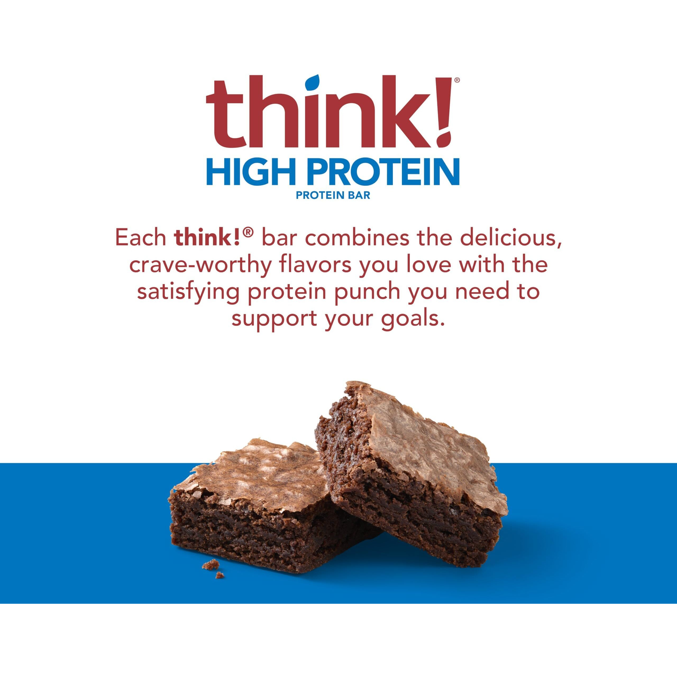 Think Protein Bars, High Protein Snacks, Gluten Free, Kosher Friendly, Brownie Crunch, Nutrition Bars, 2.1 Oz Per Bar, 12 Count (Packaging May Vary)