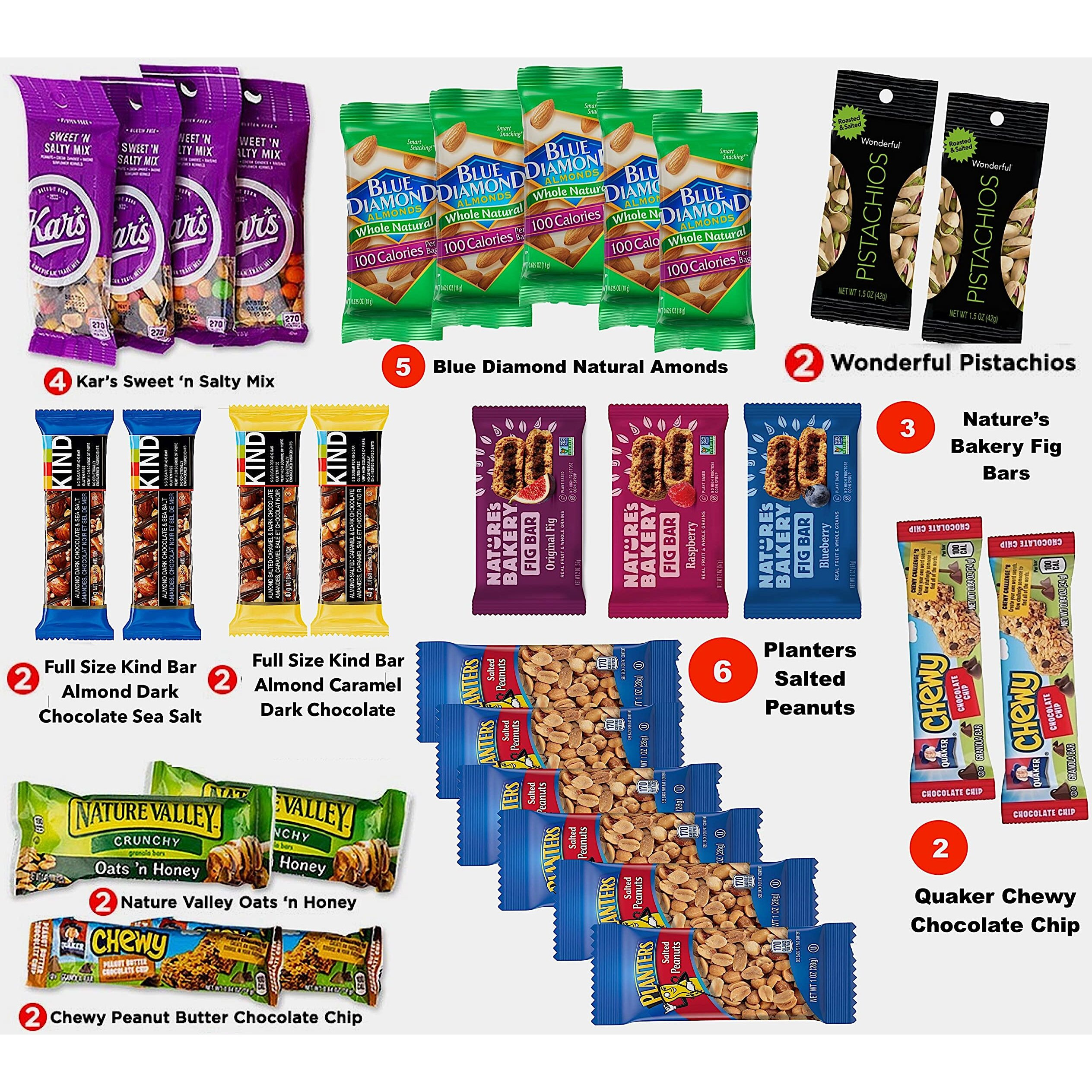 Ultimate Healthy Care Package (30 Count) - Bars & Nuts Variety- Gift Box Bundle Present - Kids, Adults, Boys, Girls, College Student,