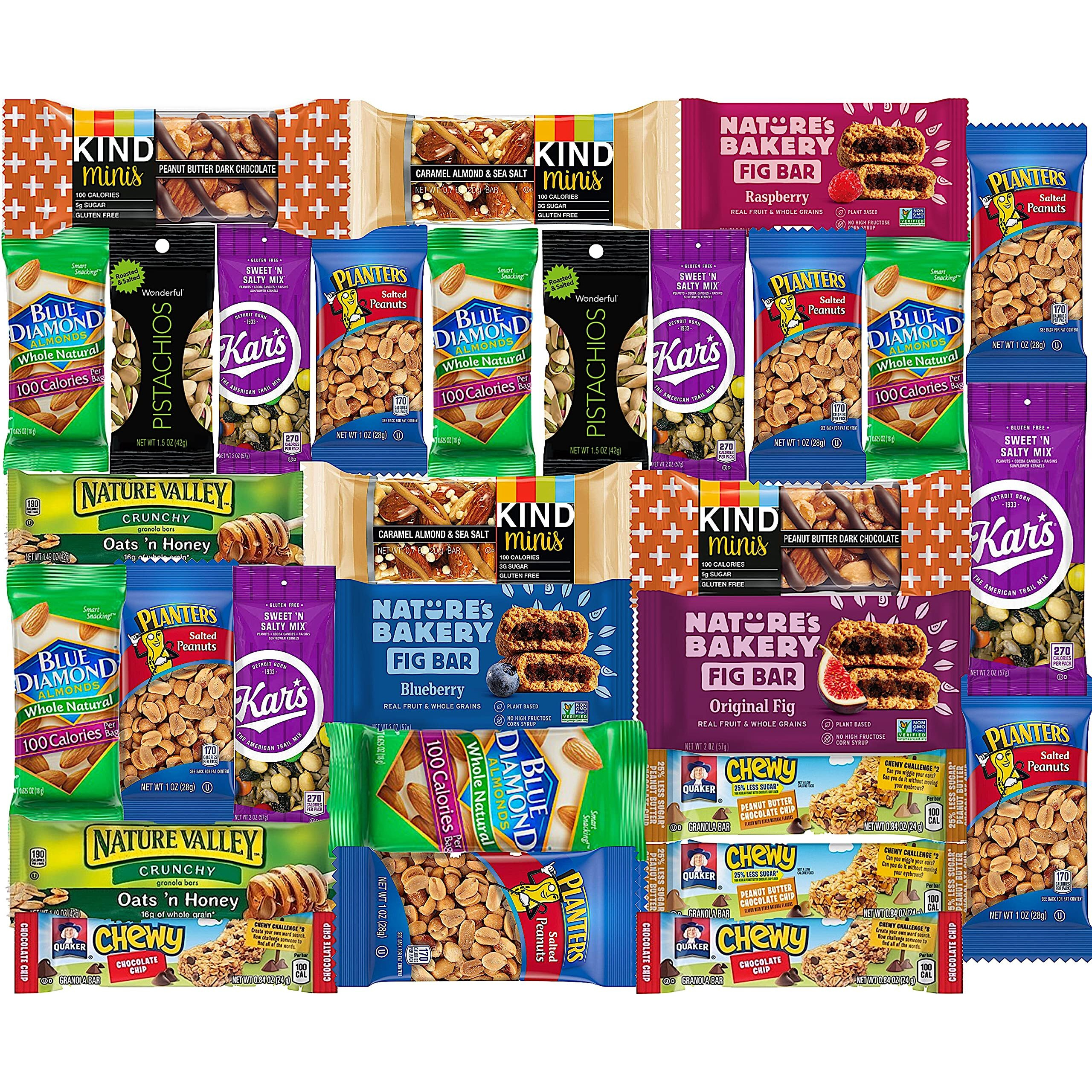 Ultimate Healthy Care Package (30 Count) - Bars & Nuts Variety- Gift Box Bundle Present - Kids, Adults, Boys, Girls, College Student,