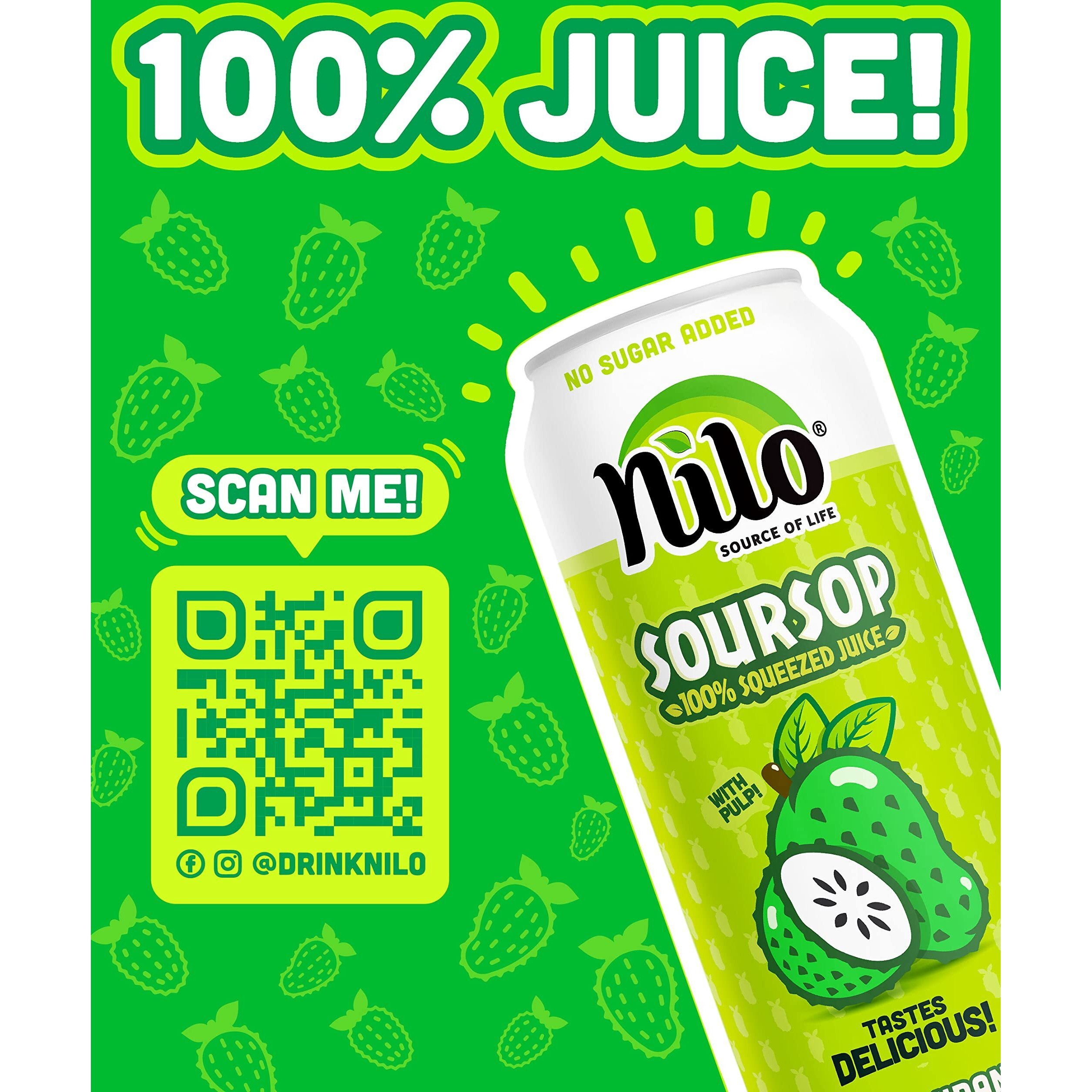 Nilo Soursop Juice | 100% Real Guanabana Soursop Graviola | No Sugar Added | Not From Concentrate | 10.8 Oz (Pack Of 12)