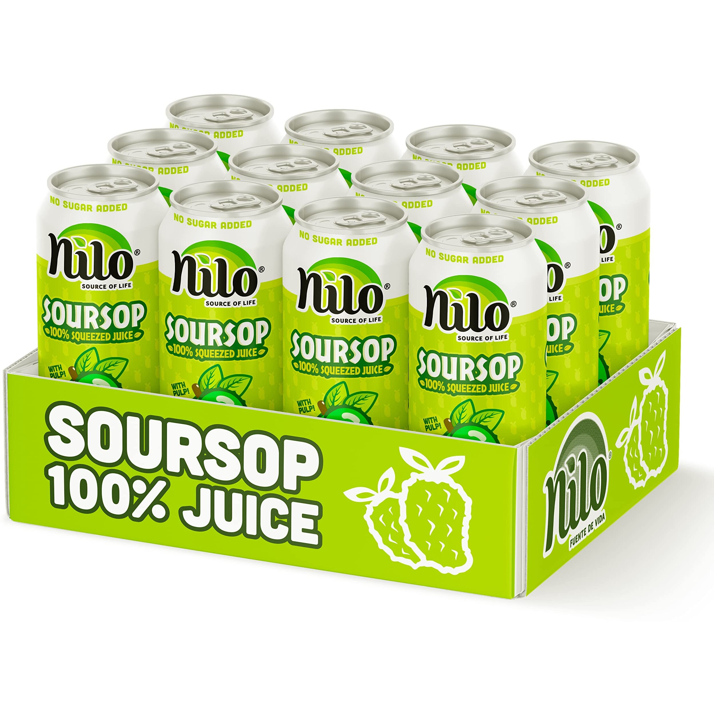 Nilo Soursop Juice | 100% Real Guanabana Soursop Graviola | No Sugar Added | Not From Concentrate | 10.8 Oz (Pack Of 12)
