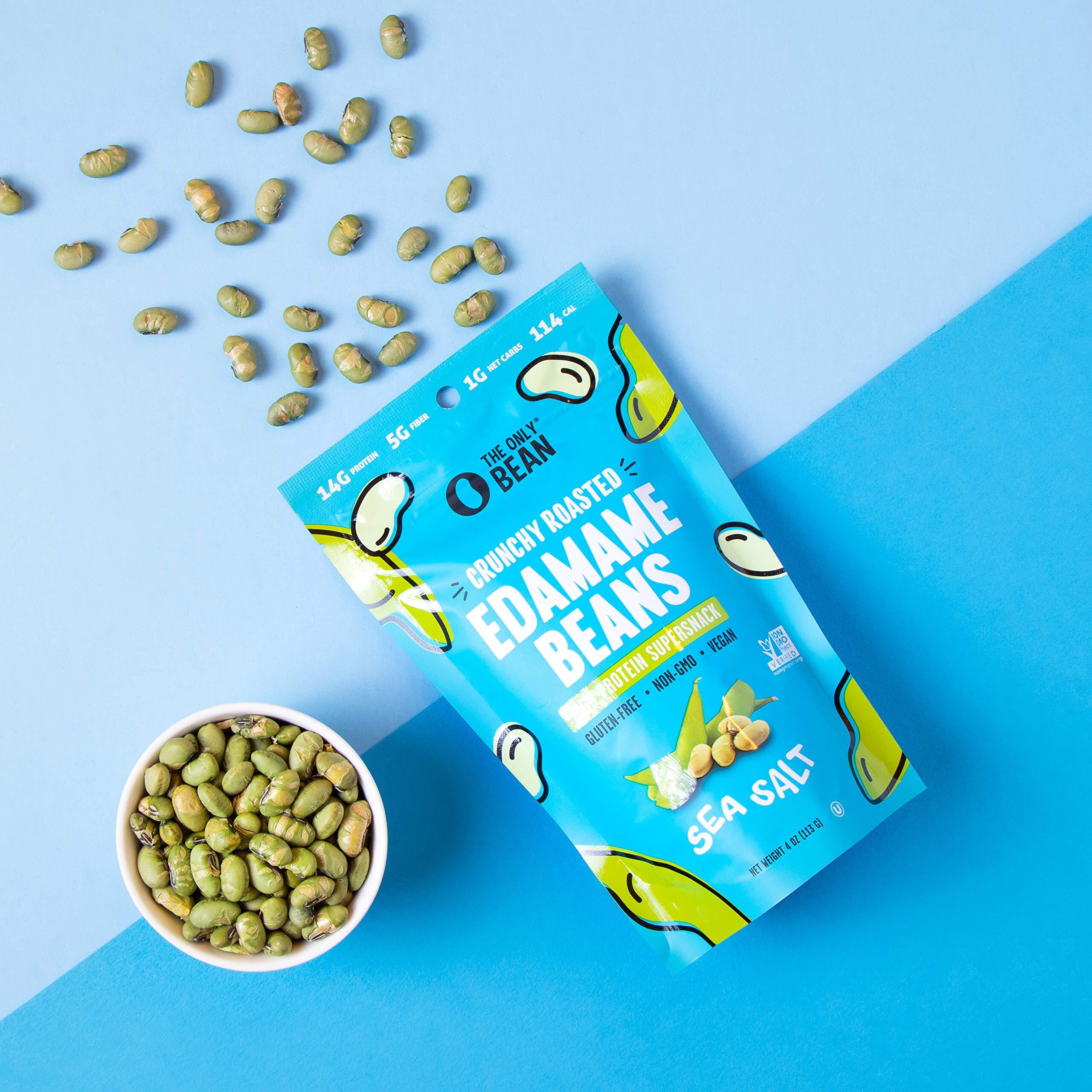 The Only Bean - Crunchy Roasted Edamame Beans (Sea Salt) - Keto Snacks (2G Net) - High Protein Healthy Snacks (14G Protein) - Low Carb & Calorie, Gluten-Free Snack, Vegan Food - 4 Oz (3 Pack)
