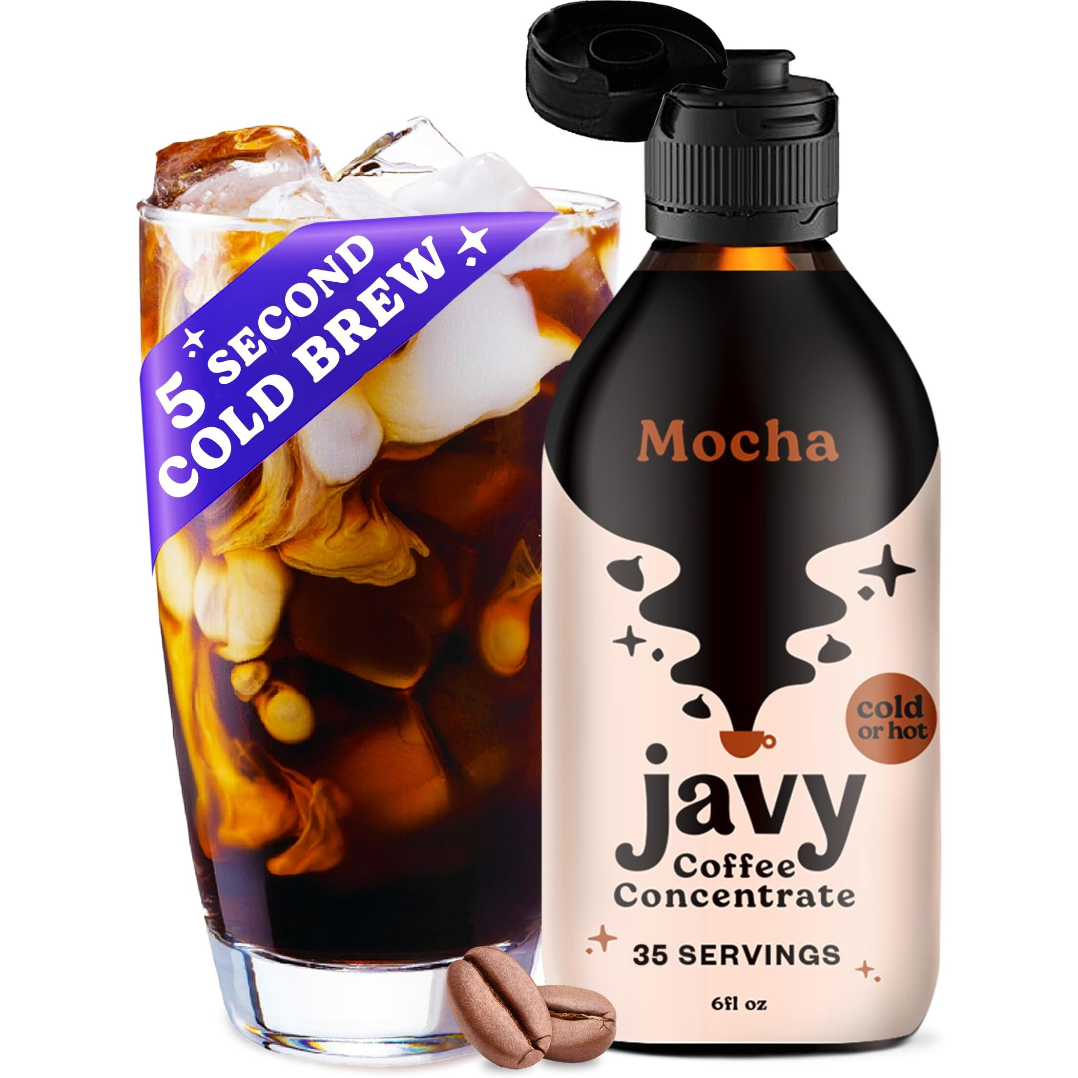 Javy Coffee Concentrate - Cold Brew Coffee, Perfect For Instant Iced Coffee, Cold Brewed Coffee And Hot Coffee, 35 Servings - Mocha