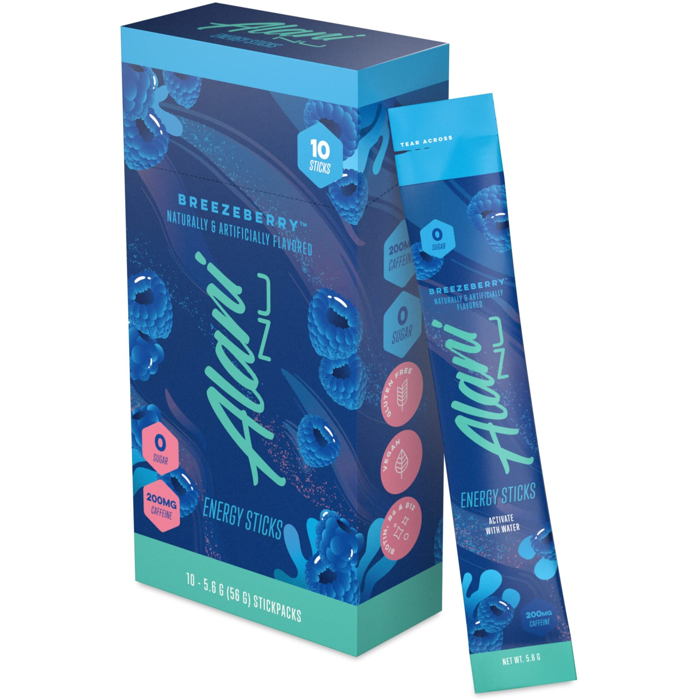 Alani Nu Breezeberry Energy Sticks | Energy Drink Powder | 200Mg Caffeine | Pre Workout Performance With Antioxidants | On-The-Go Drink Mix | Biotin, B Vitamins | Zero Sugar | 5 Calories | 10 Pack